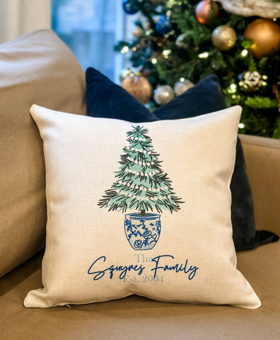 Custom Chinoiserie Christmas Tree Pillow