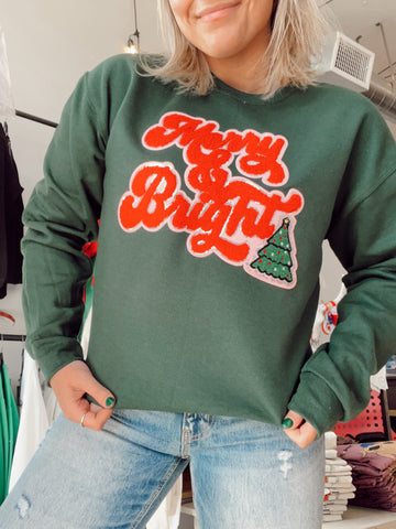 Merry & Bright Chenille Patch Crew