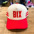 BIX Woven Puff Retro Stripes Hat RED