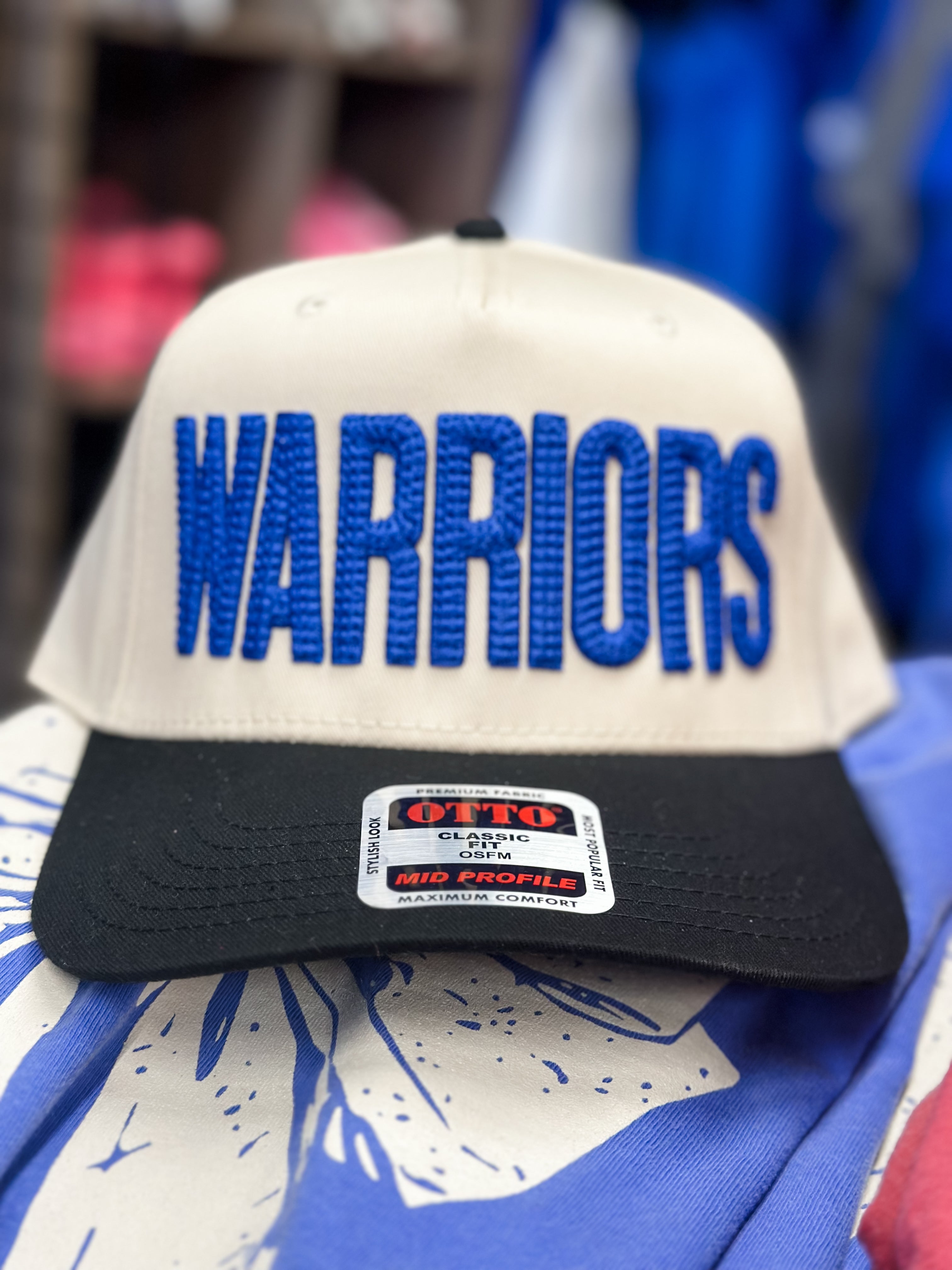 Warriors Woven Puff Trucker Hat (Natural/Black)