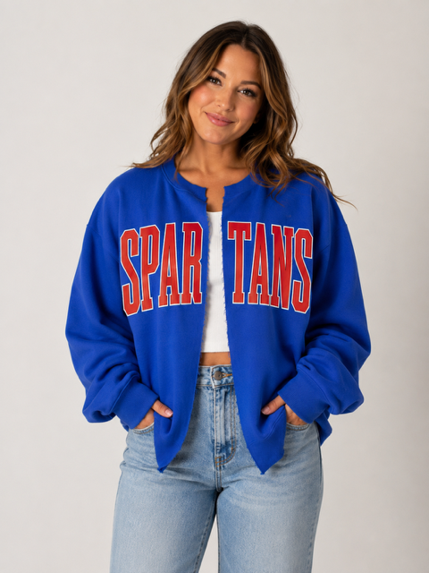 Spartans Raw Edge Cardi Crew ROYAL