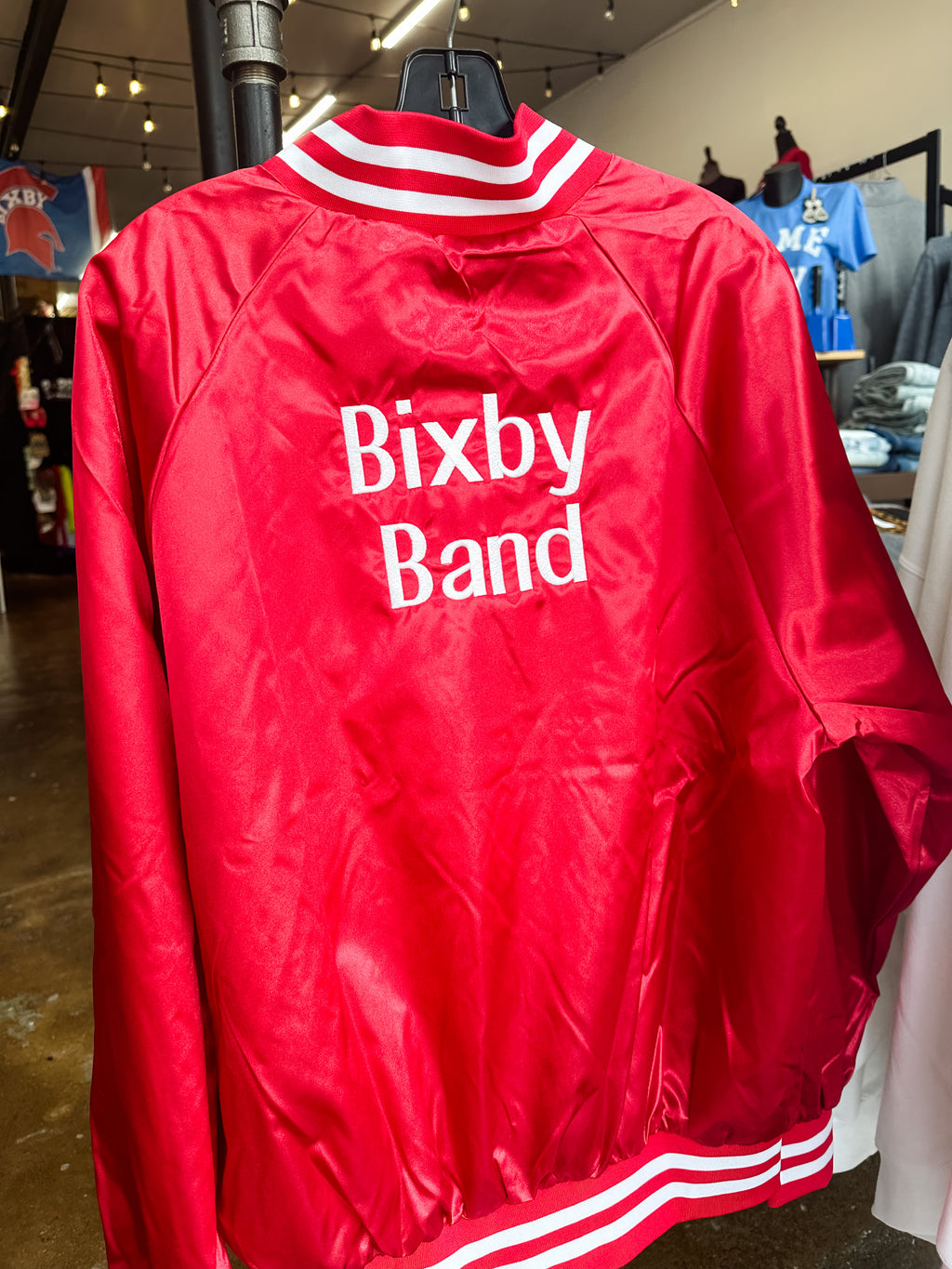 Spartan Satin Baseball Jacket- Red