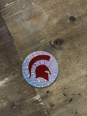 3 Inch Round Spartan Sticker- Glitter