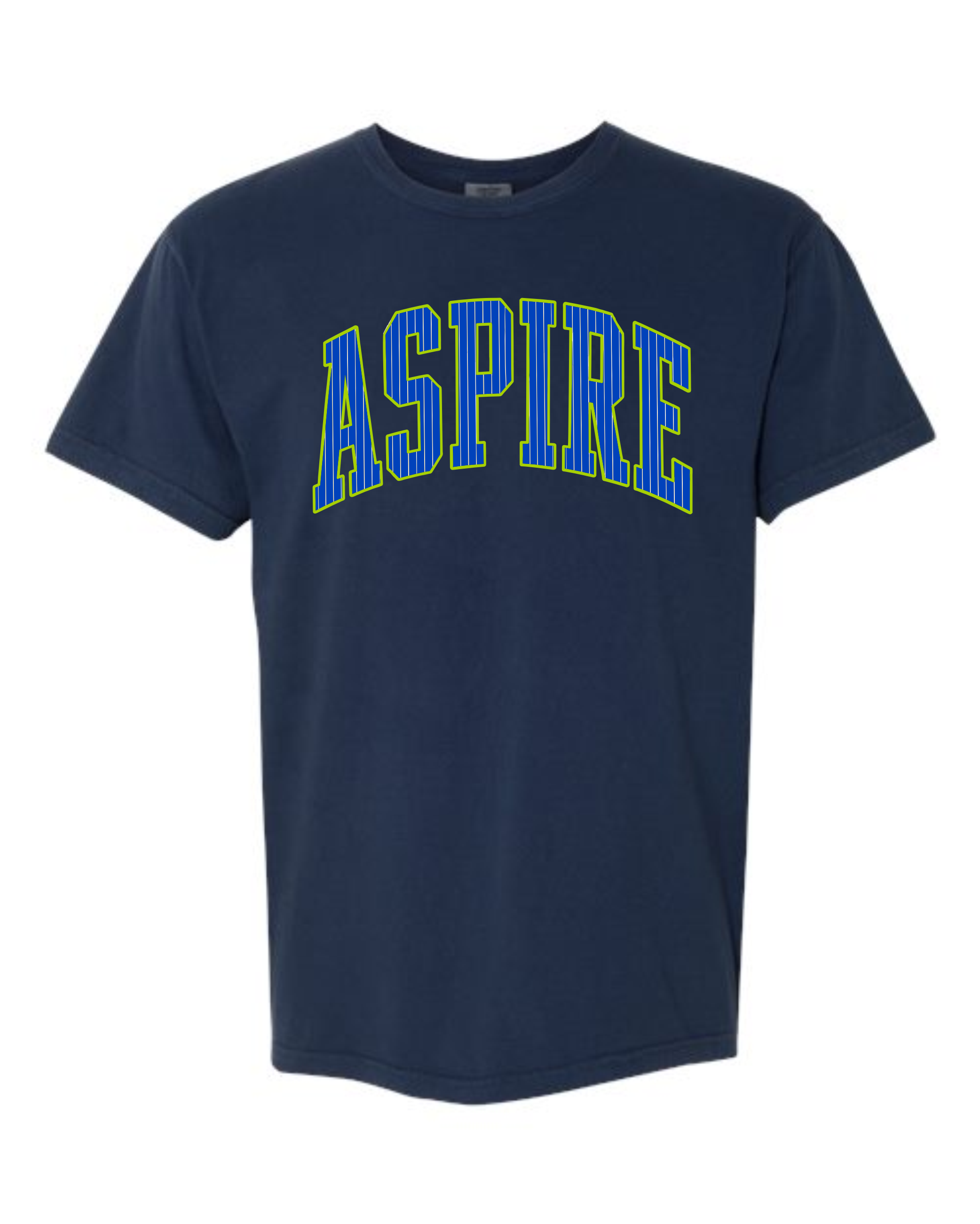 Aspire Stripes on Navy Shirts