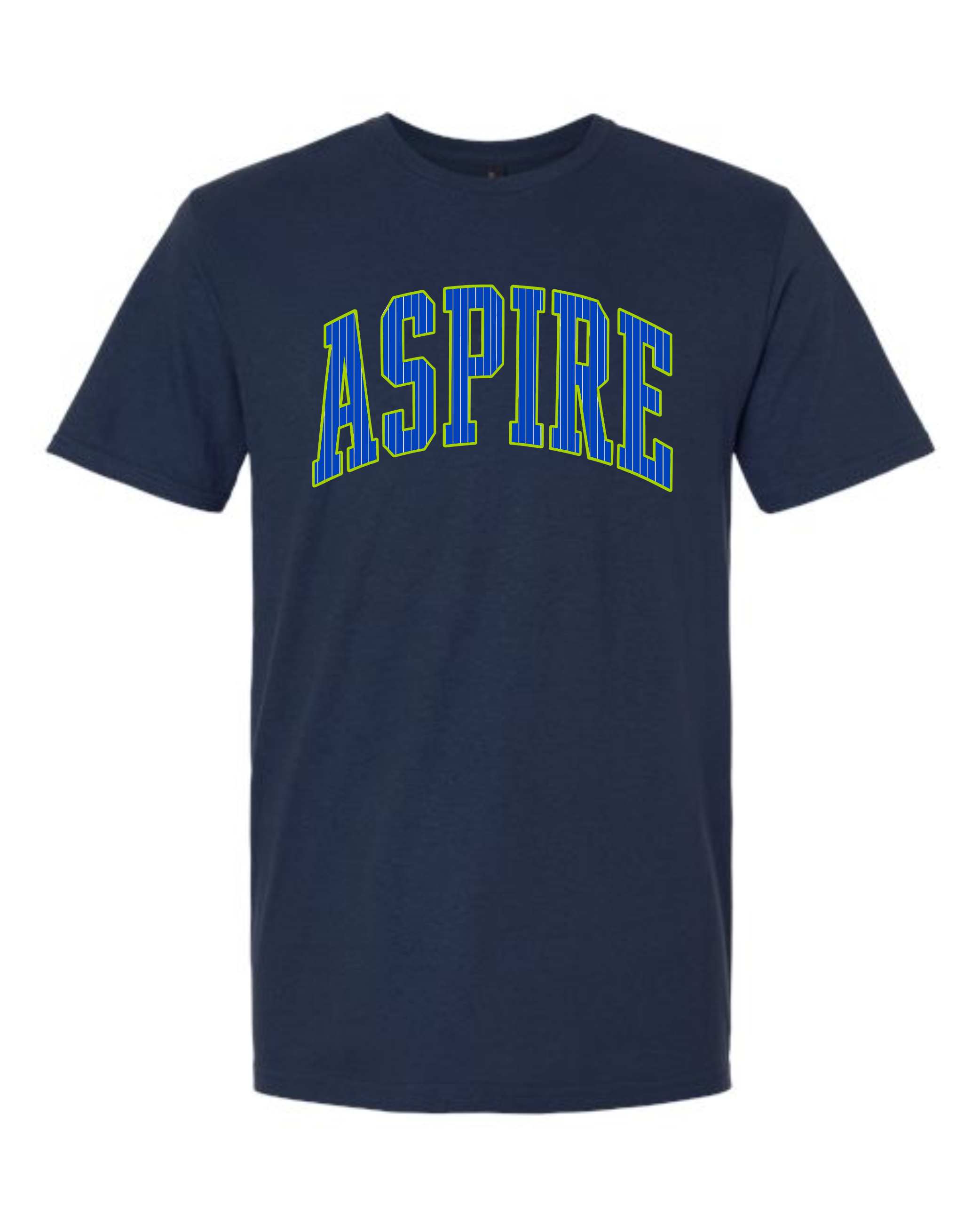 Aspire Stripes on Navy Shirts