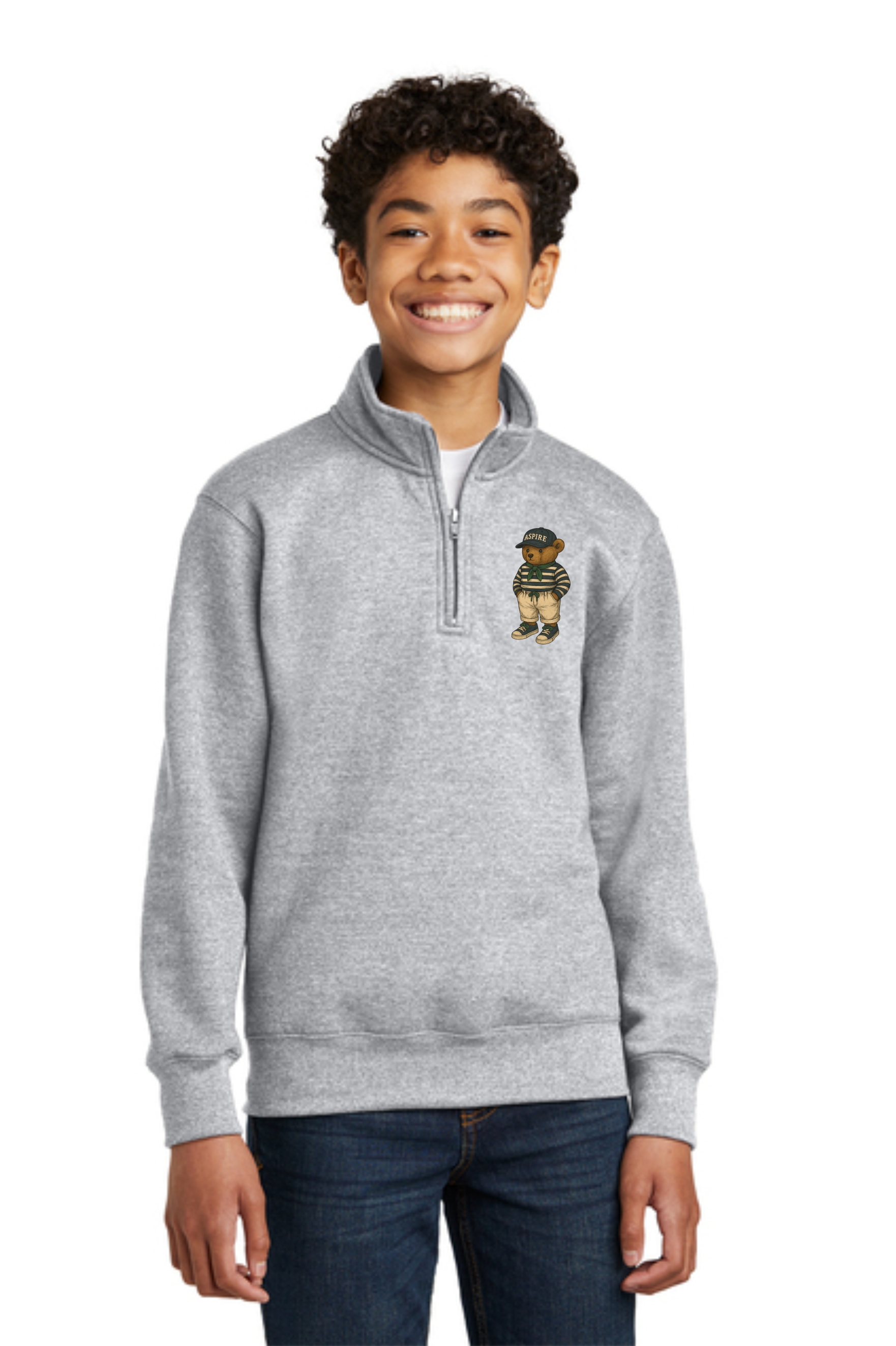 Aspire Bear 1/4 Zip Fleece Pullover HEATHER