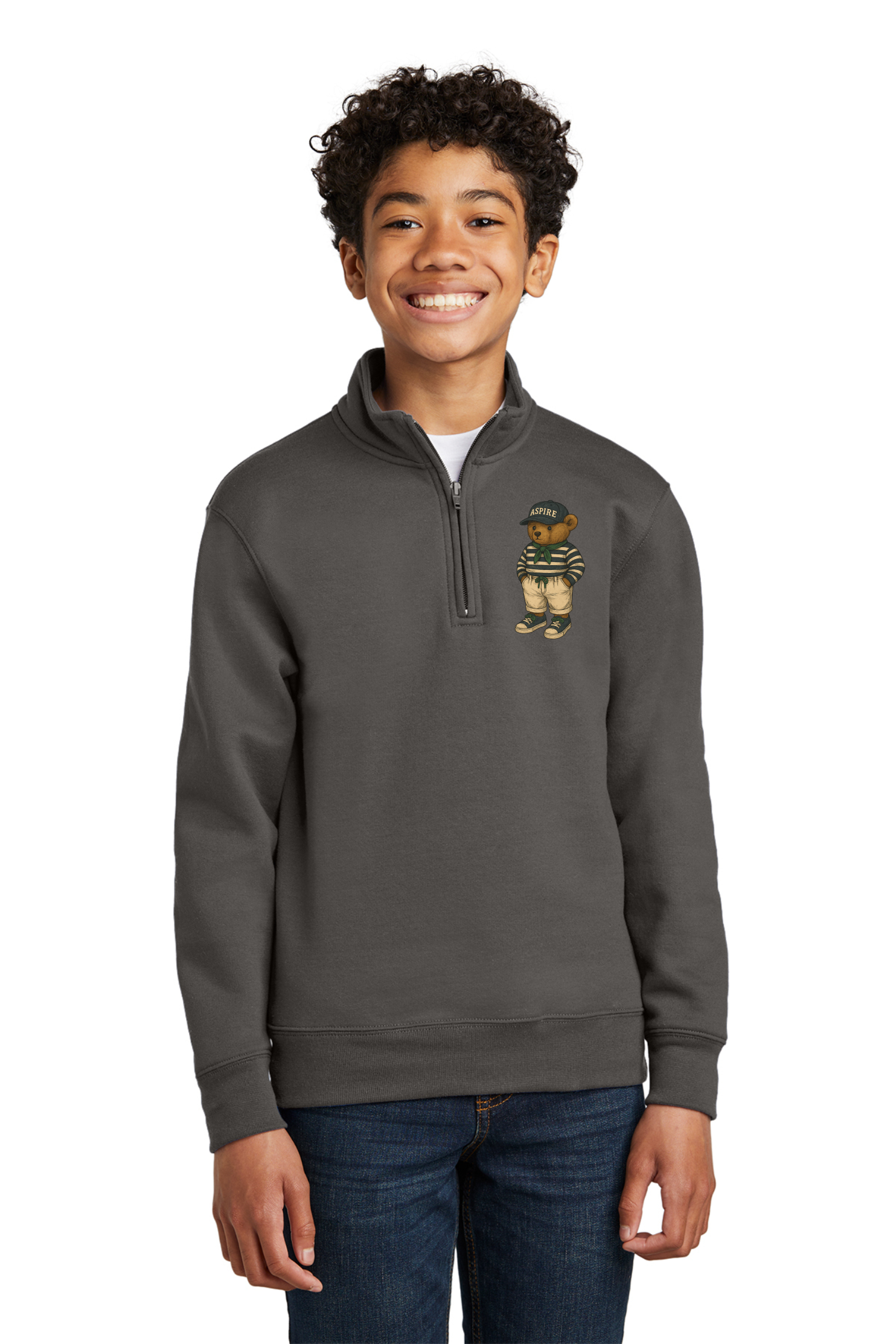 Aspire Bear 1/4 Zip Fleece Pullover CHARCOAL