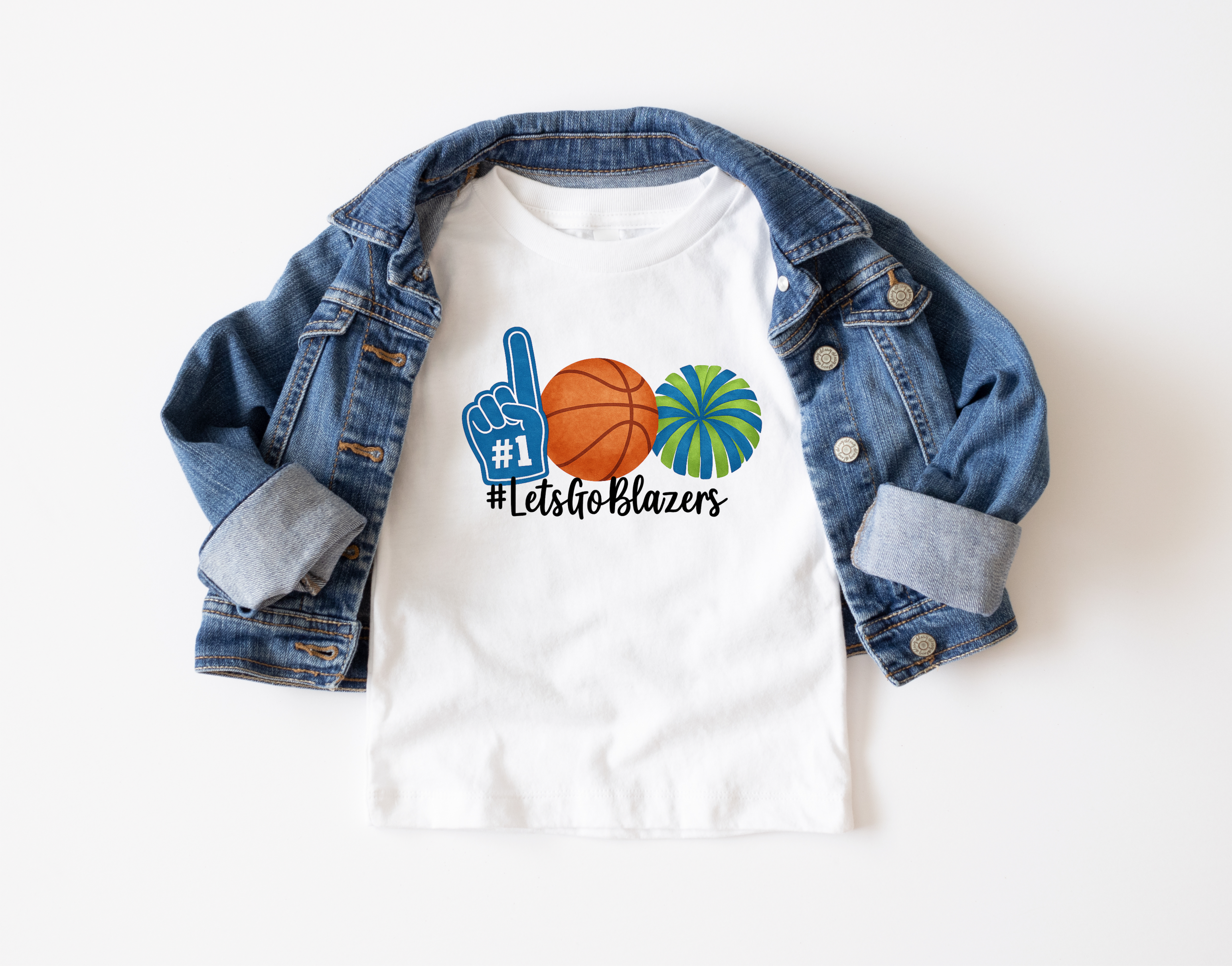 Blazers Pom Basketball Watercolor T-Shirts