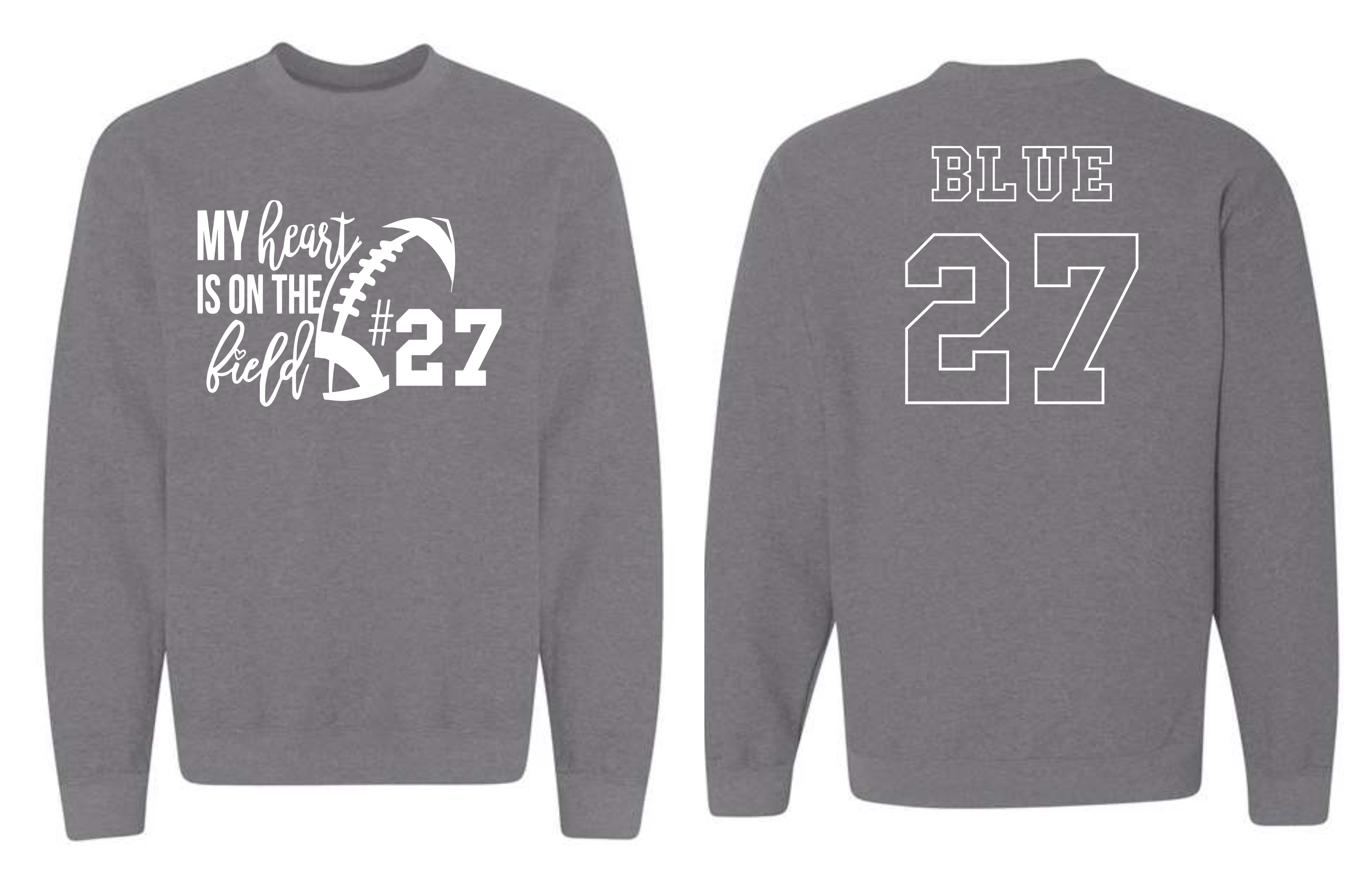 Bixby Red Customized Heart on the Field Shirts GREY