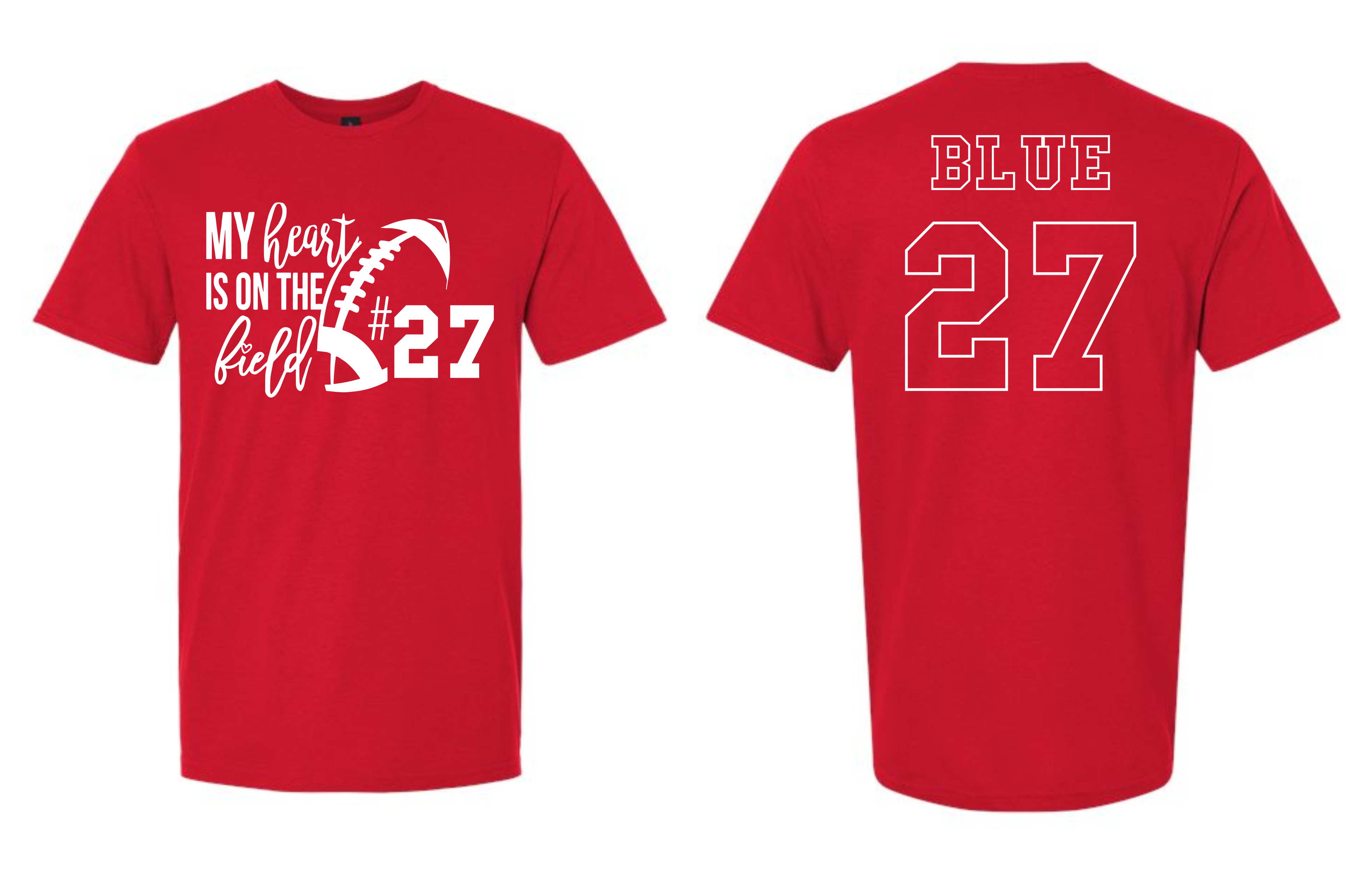 Bixby Red Customized Heart on the Field Shirts RED