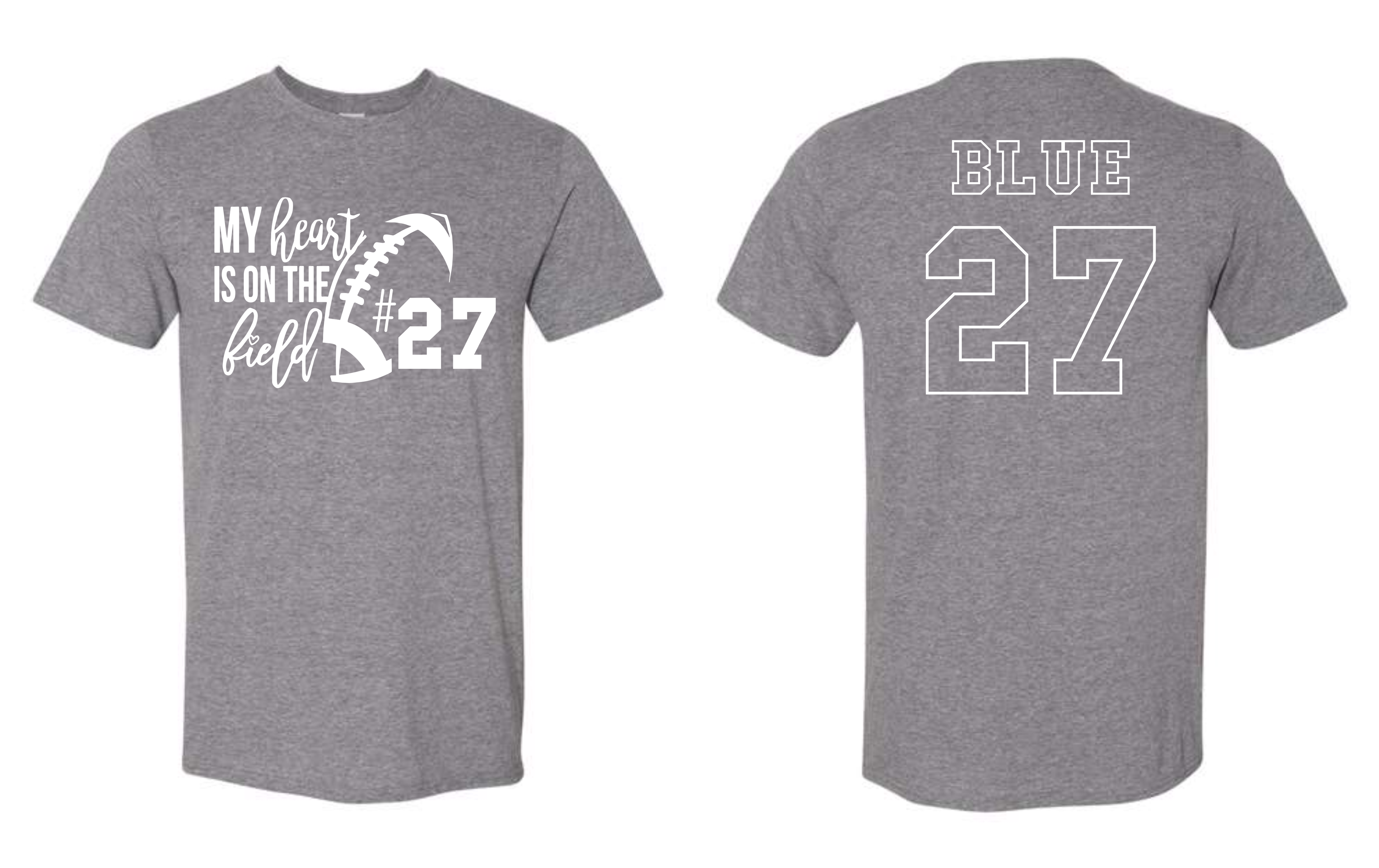 Bixby Red Customized Heart on the Field Shirts GREY