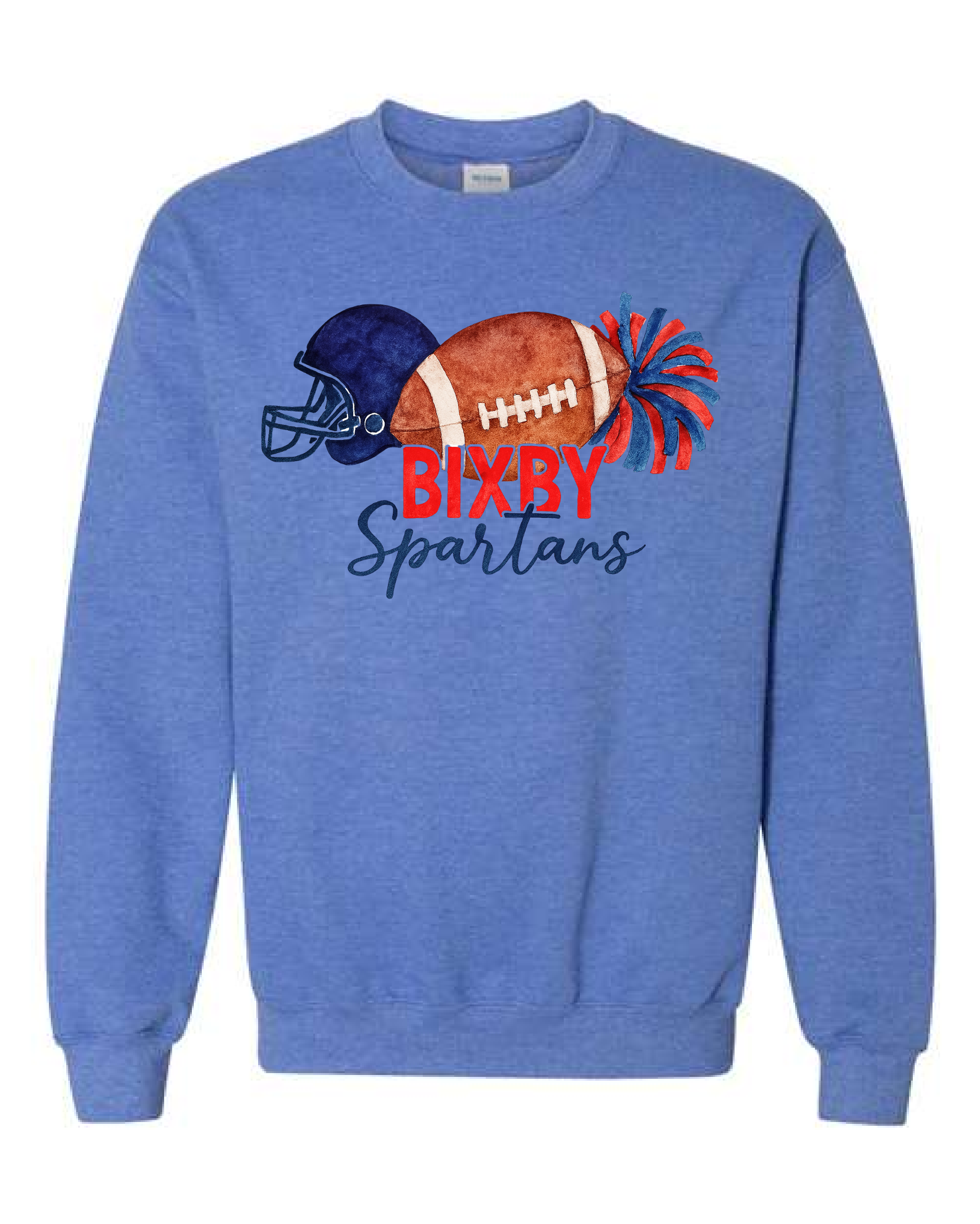 Bixby Watercolor Football Sweatshirts BLUE