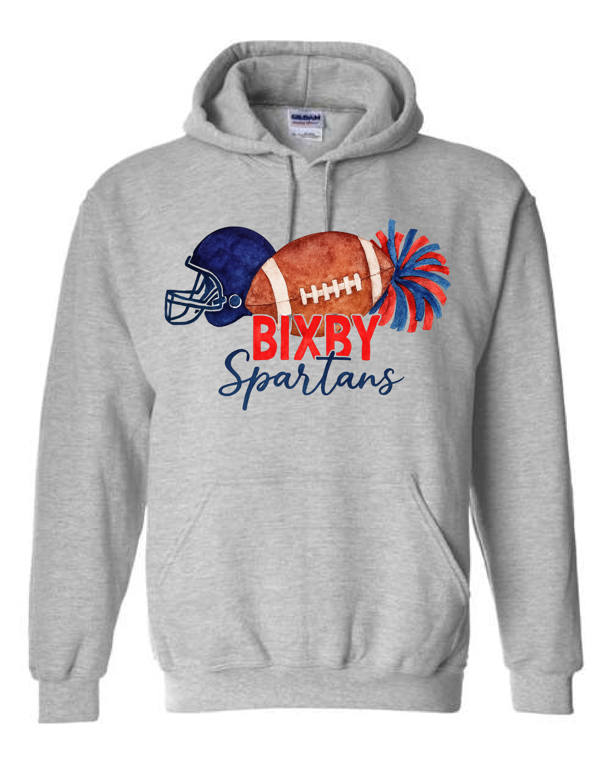 Bixby Watercolor Football Sweatshirts GREY