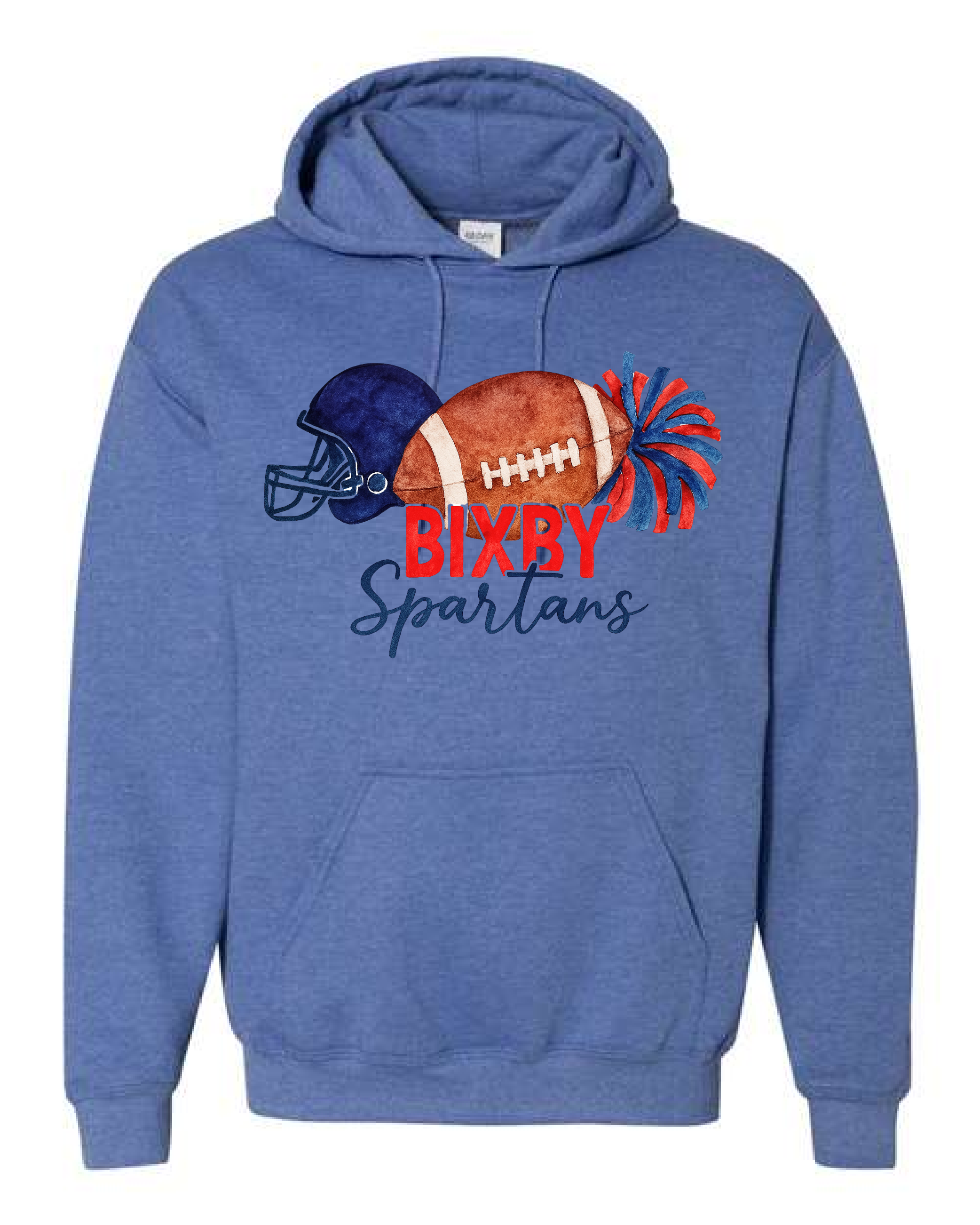 Bixby Watercolor Football Sweatshirts BLUE