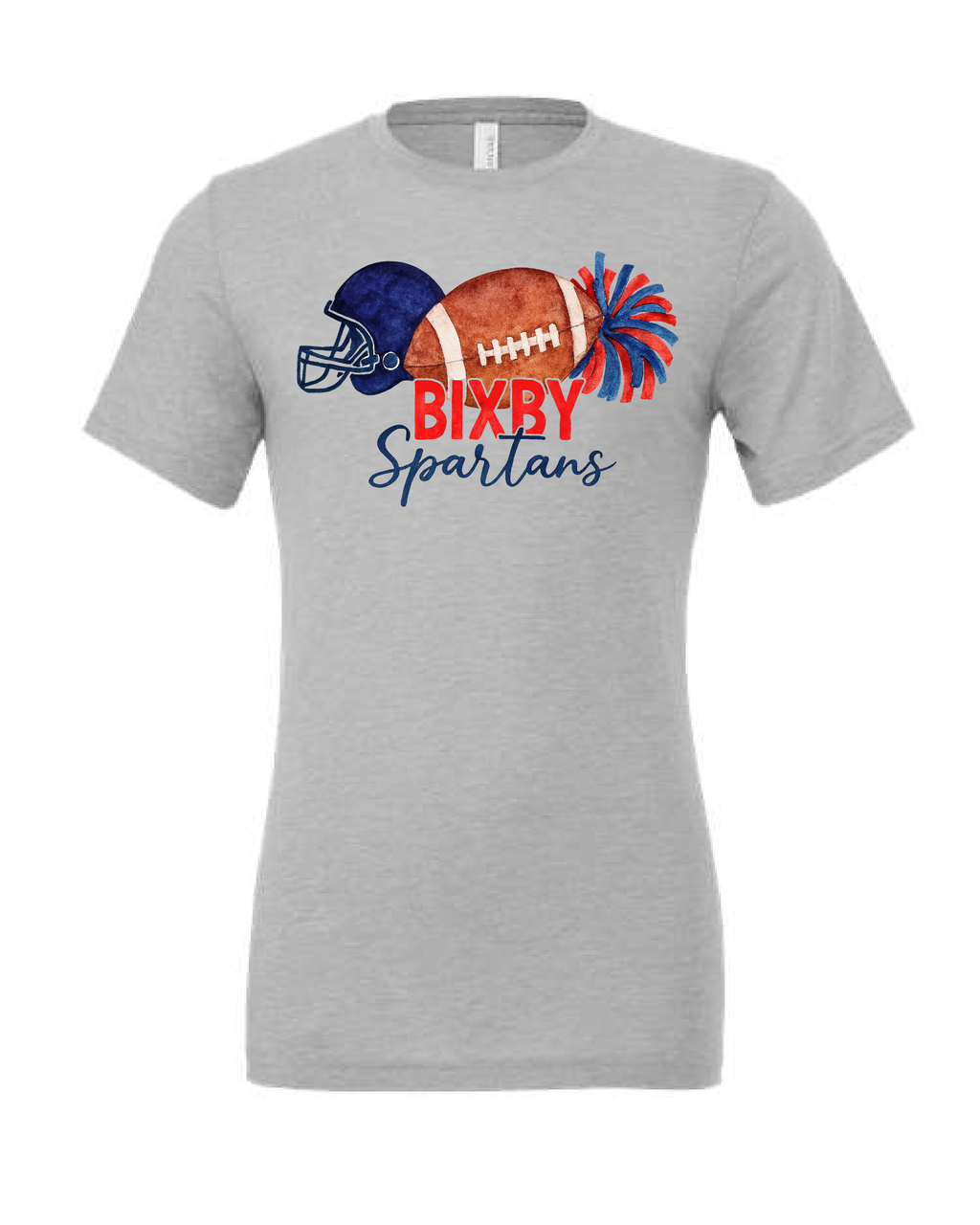 Bixby Watercolor Football T-Shirts GREY