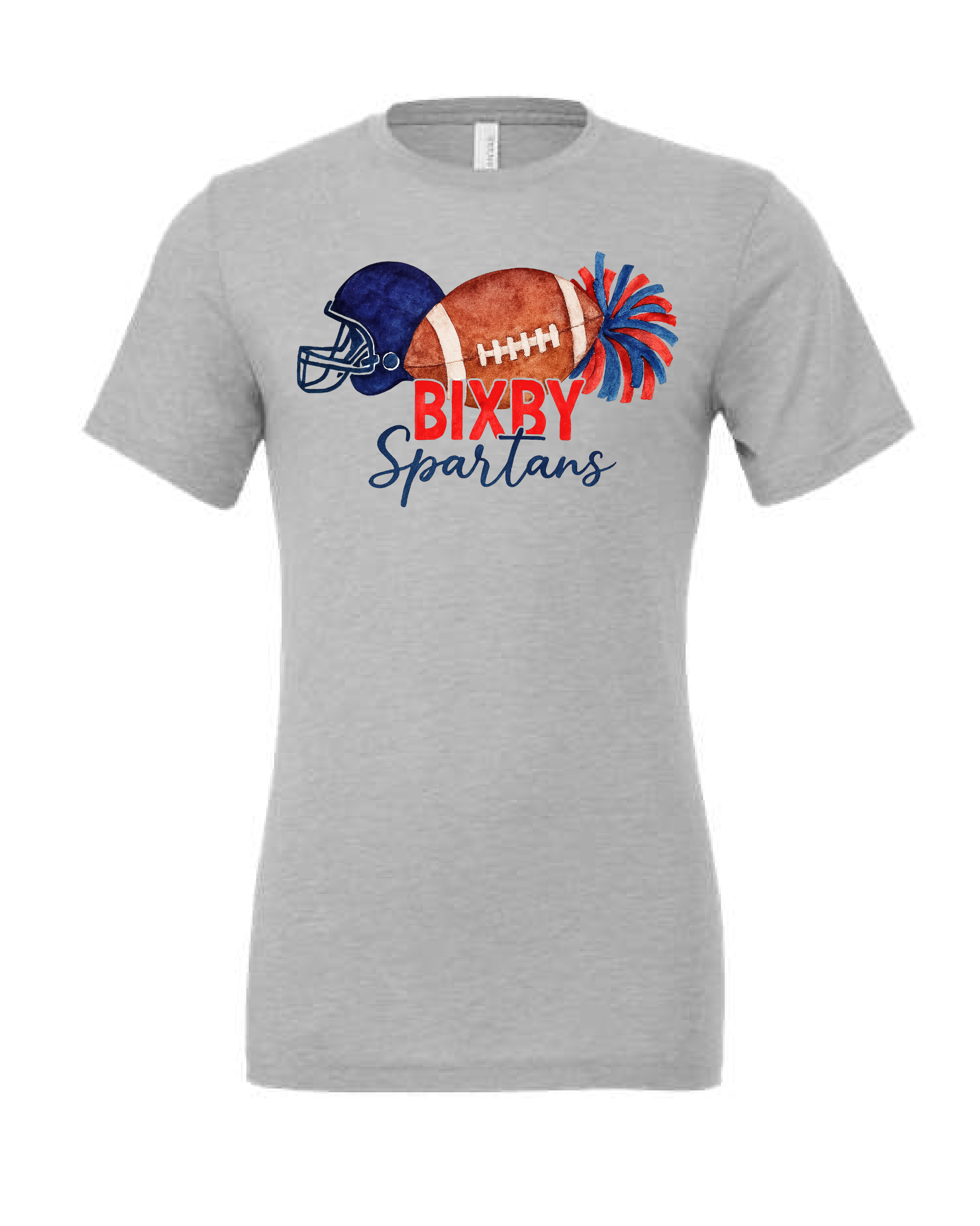 Bixby Watercolor Football T-Shirts GREY