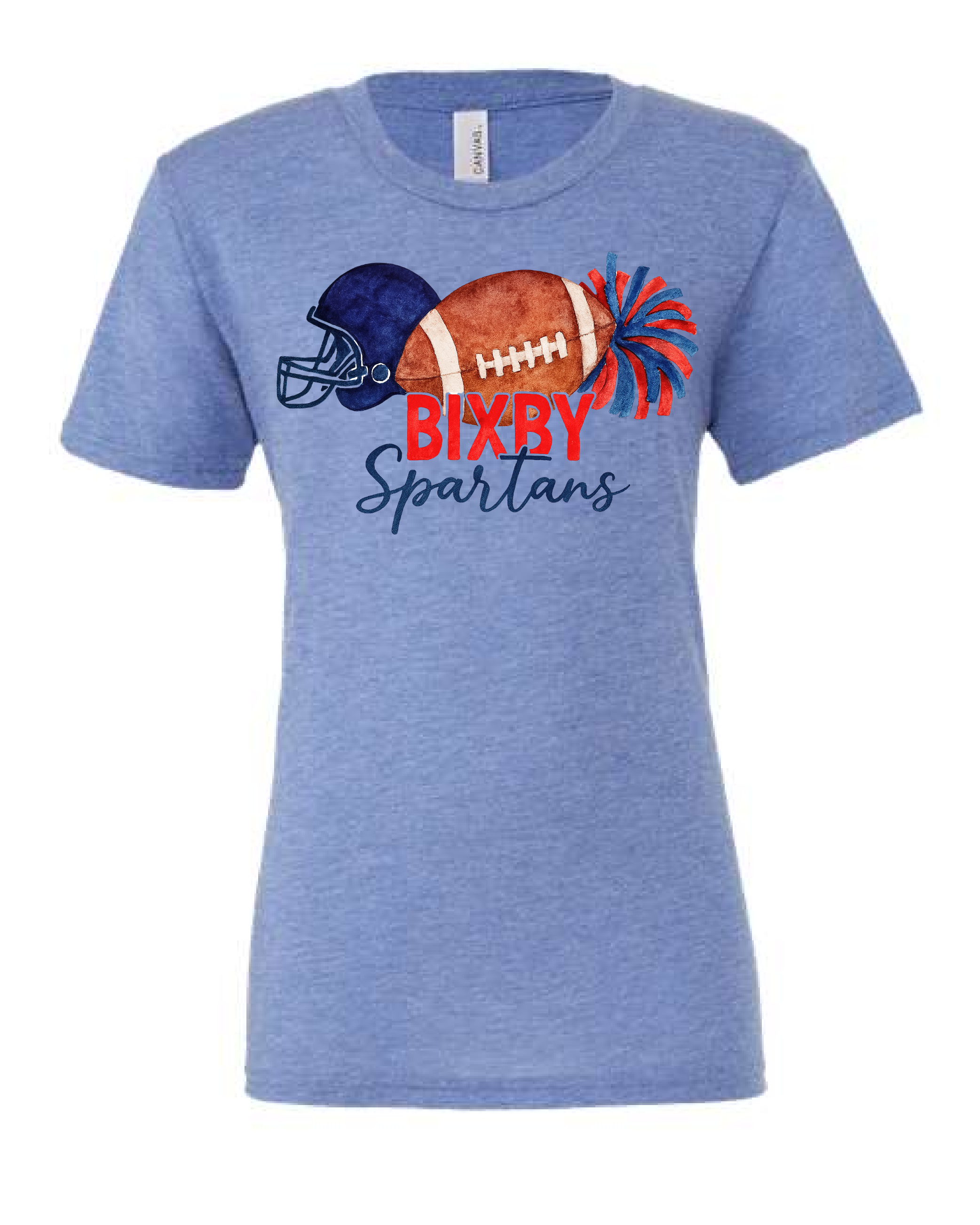 Bixby Watercolor Football T-Shirts BLUE