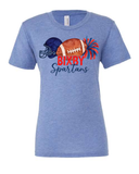 Bixby Watercolor Football T-Shirts BLUE