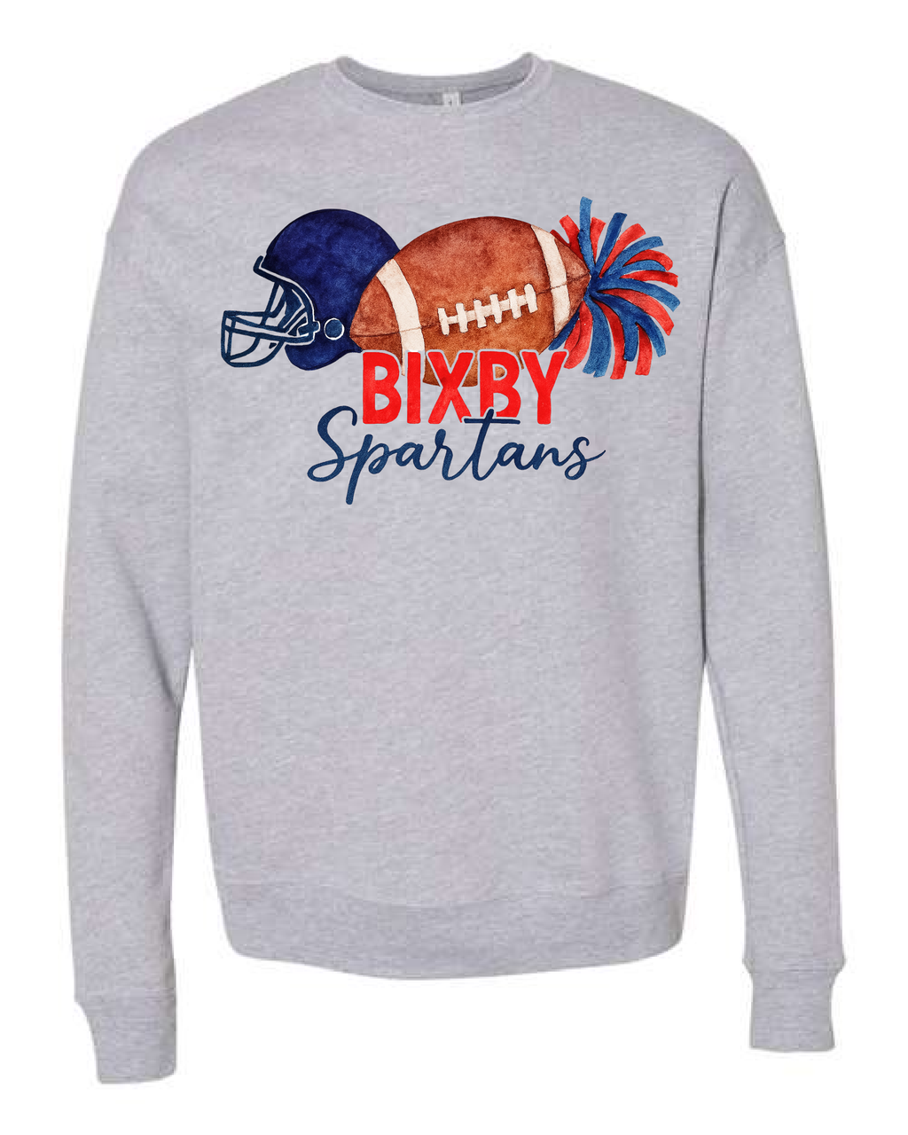 Bixby Watercolor Football Sweatshirts GREY