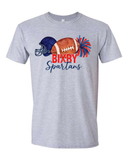 Bixby Watercolor Football T-Shirts GREY