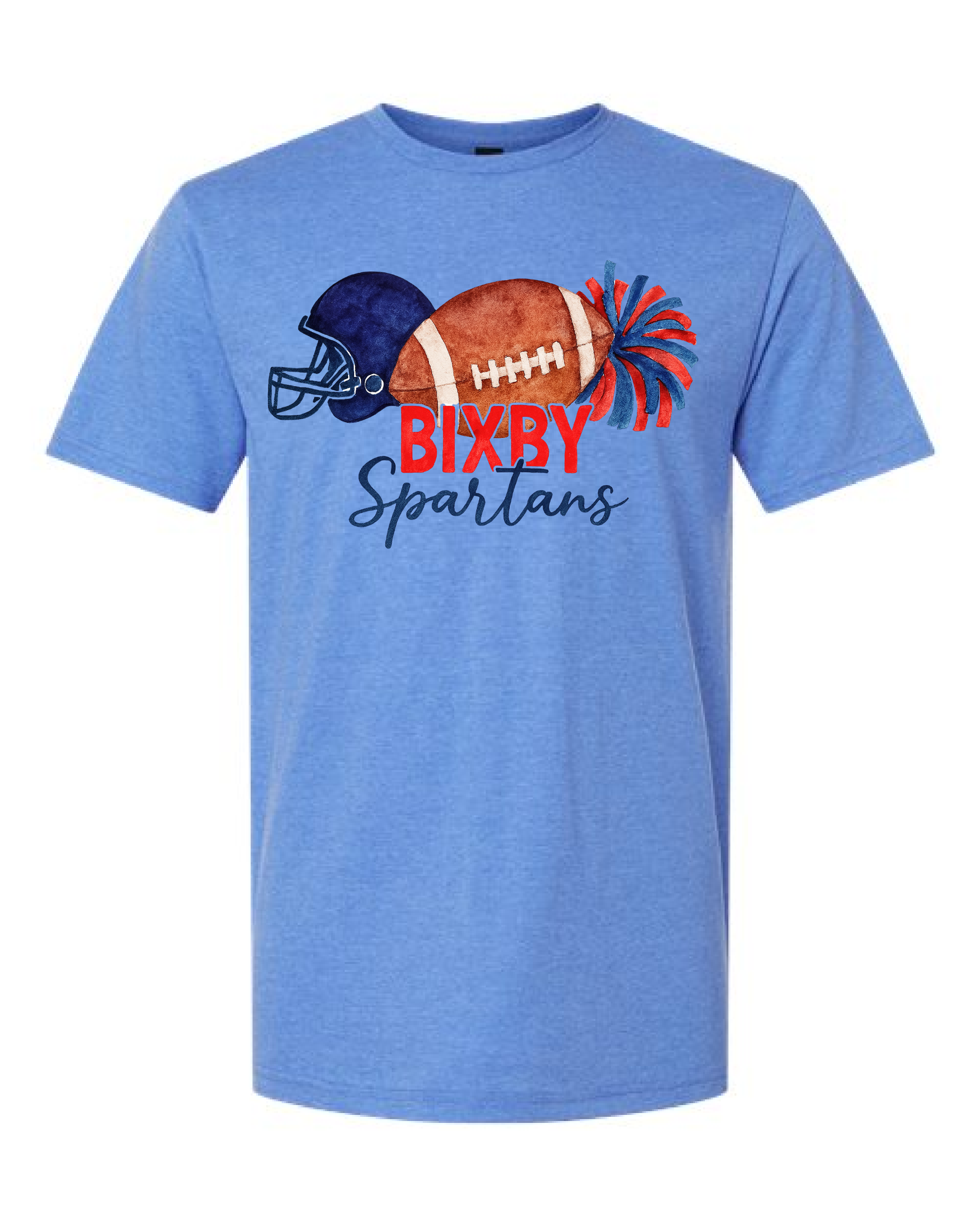 Bixby Watercolor Football T-Shirts BLUE