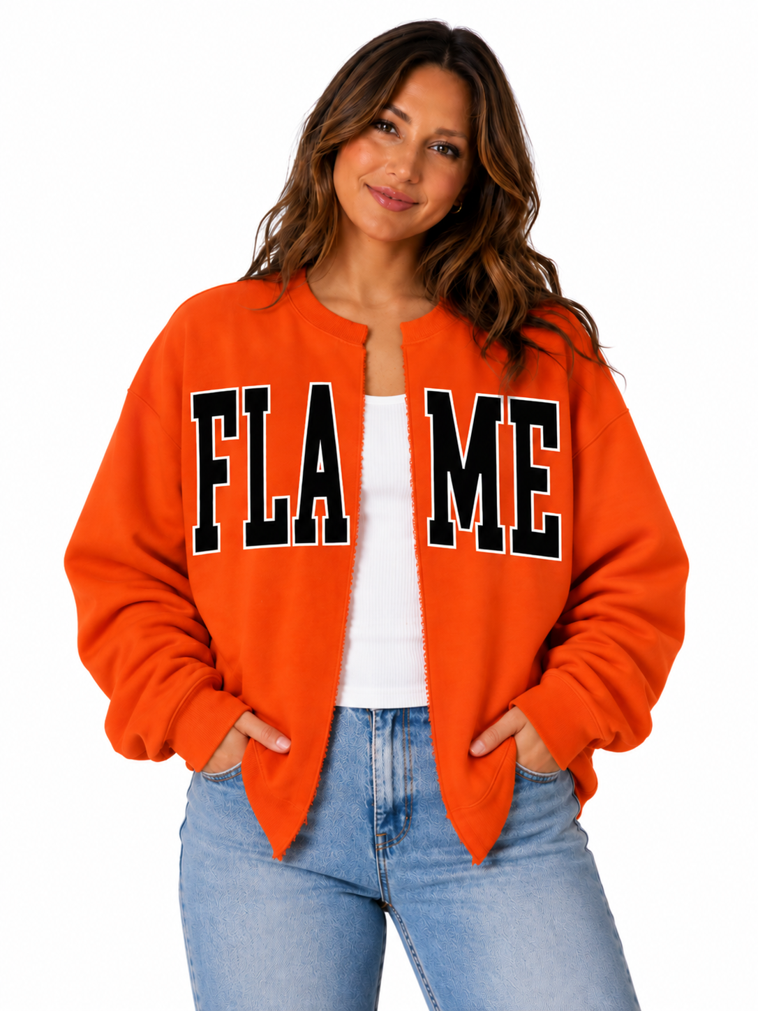 Flame Raw Edge Cardi Crew