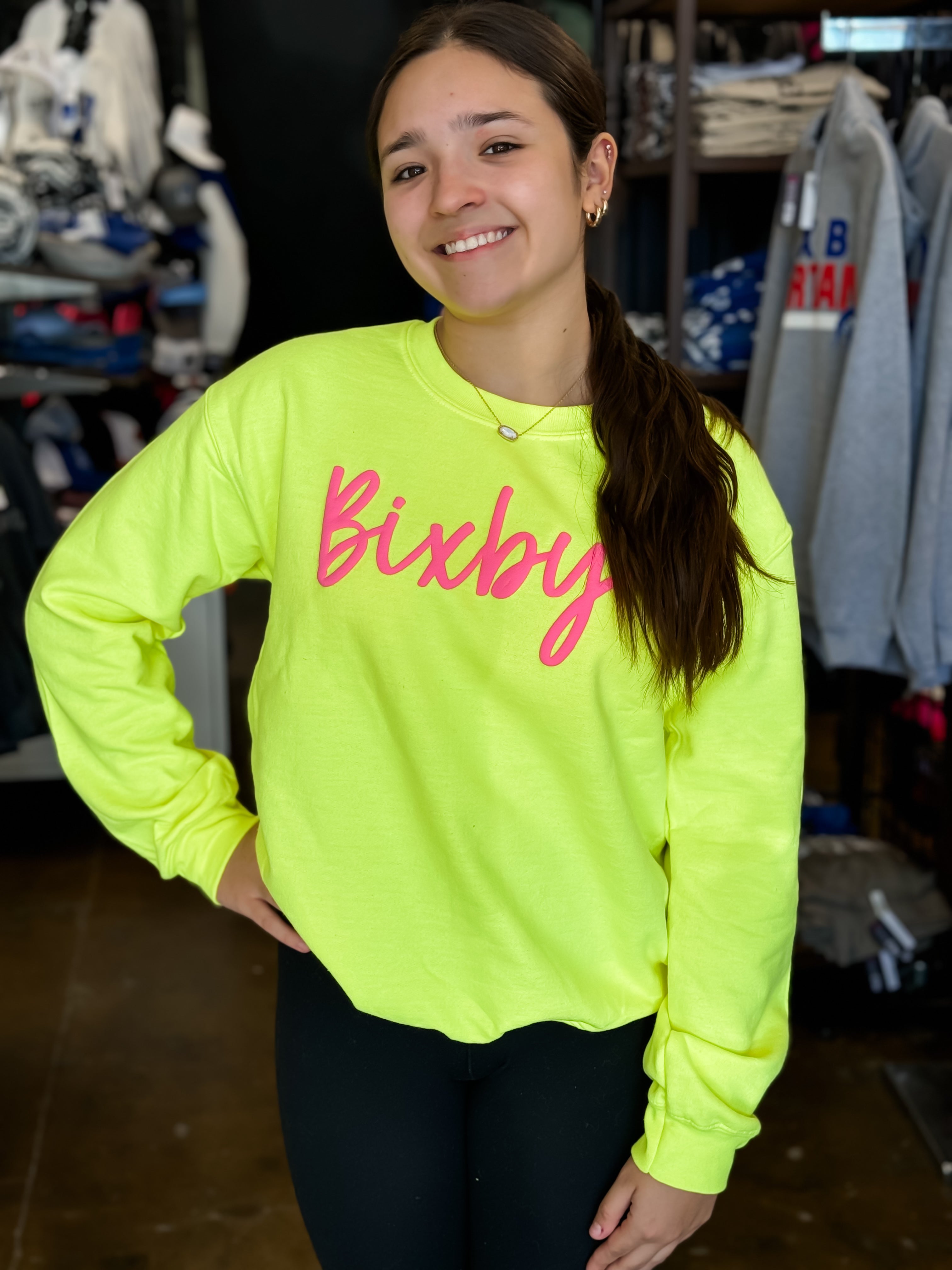 Bixby Crew Puff Ink in Neon Yellow