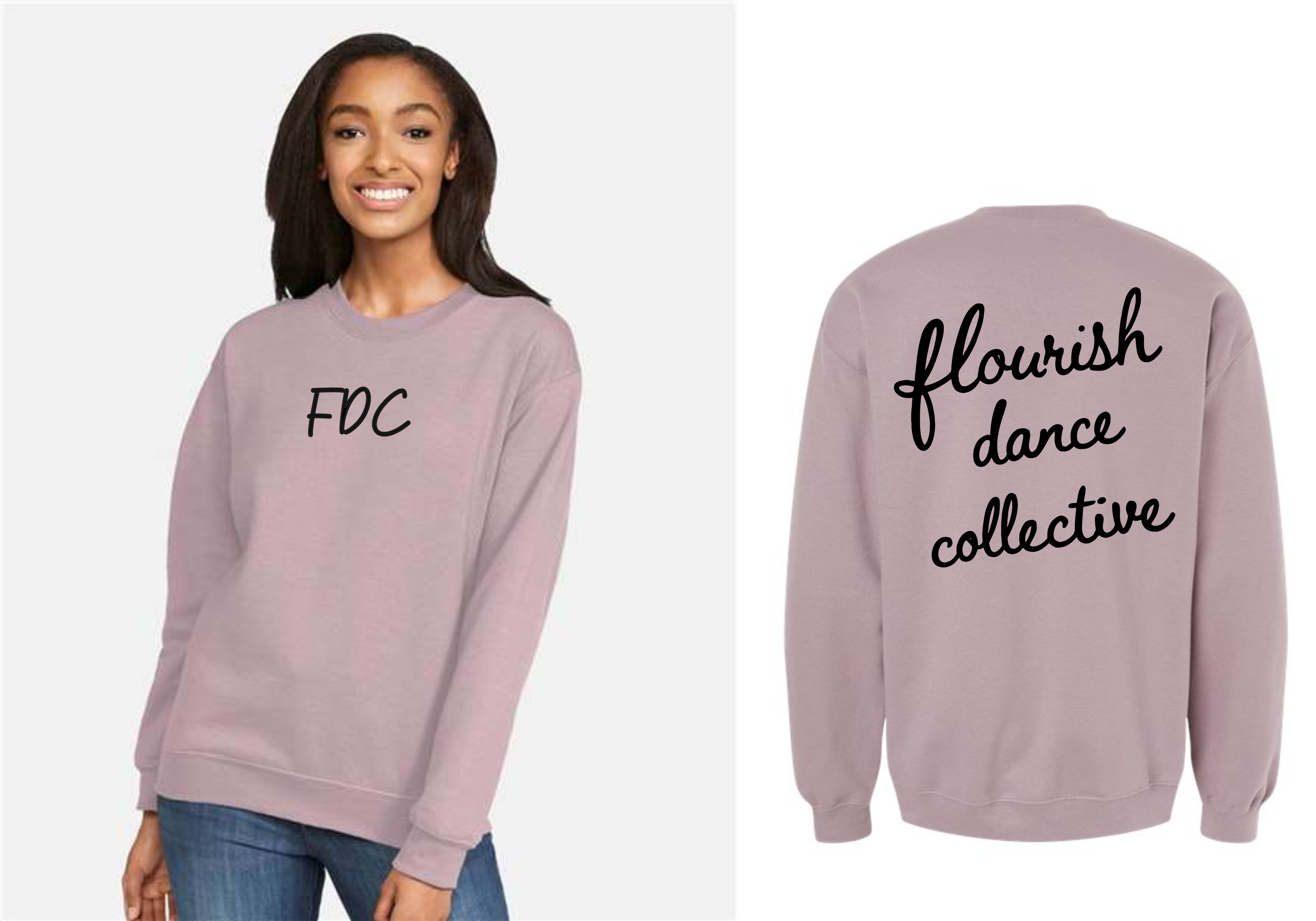 Flourish Script SoftStyle Crew Purple/Grey