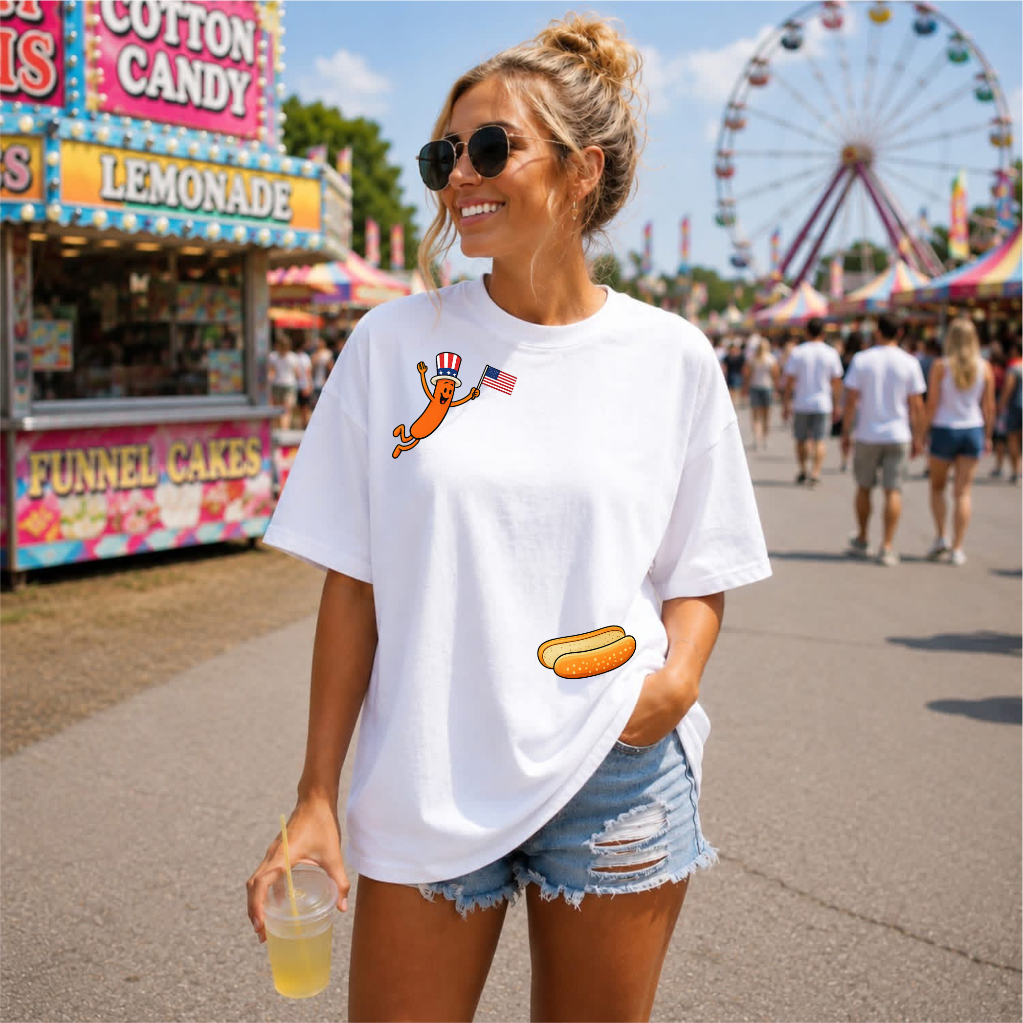 FLASH SALE TEES- Flying Hotdog WHITE