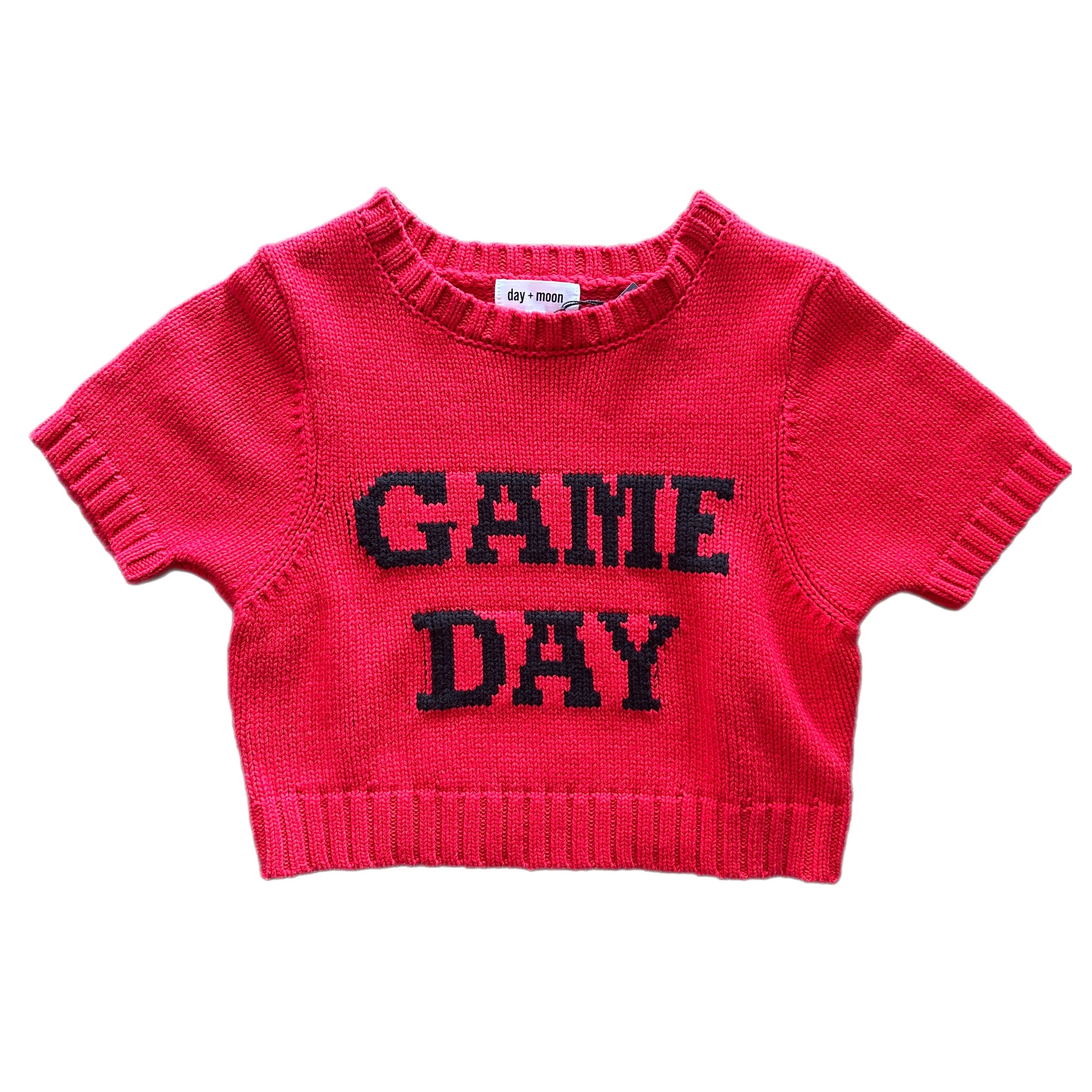 Red Game Day Knit Sweater Top