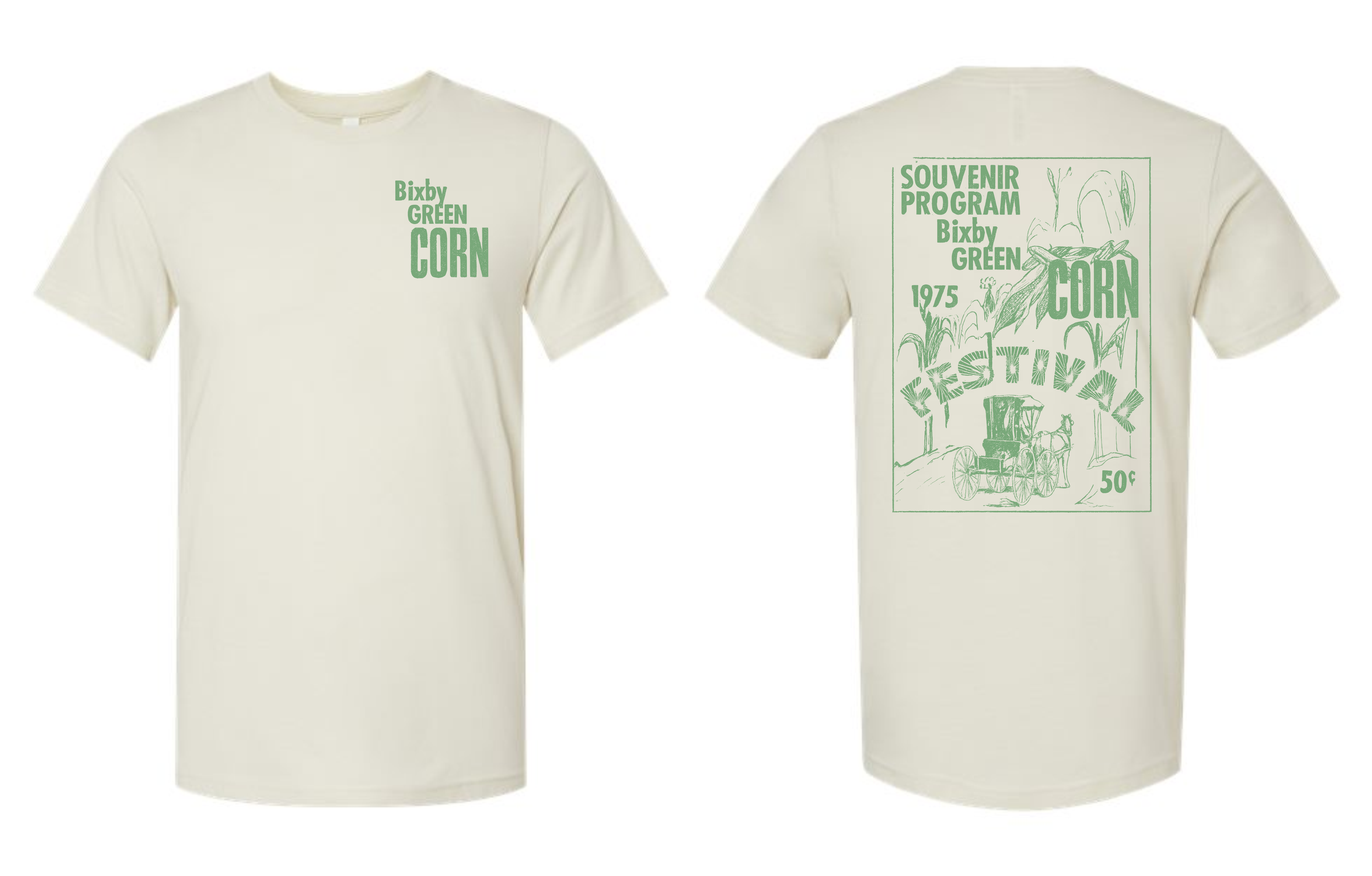 Vintage 1975 Bixby Green Corn Tees IVORY