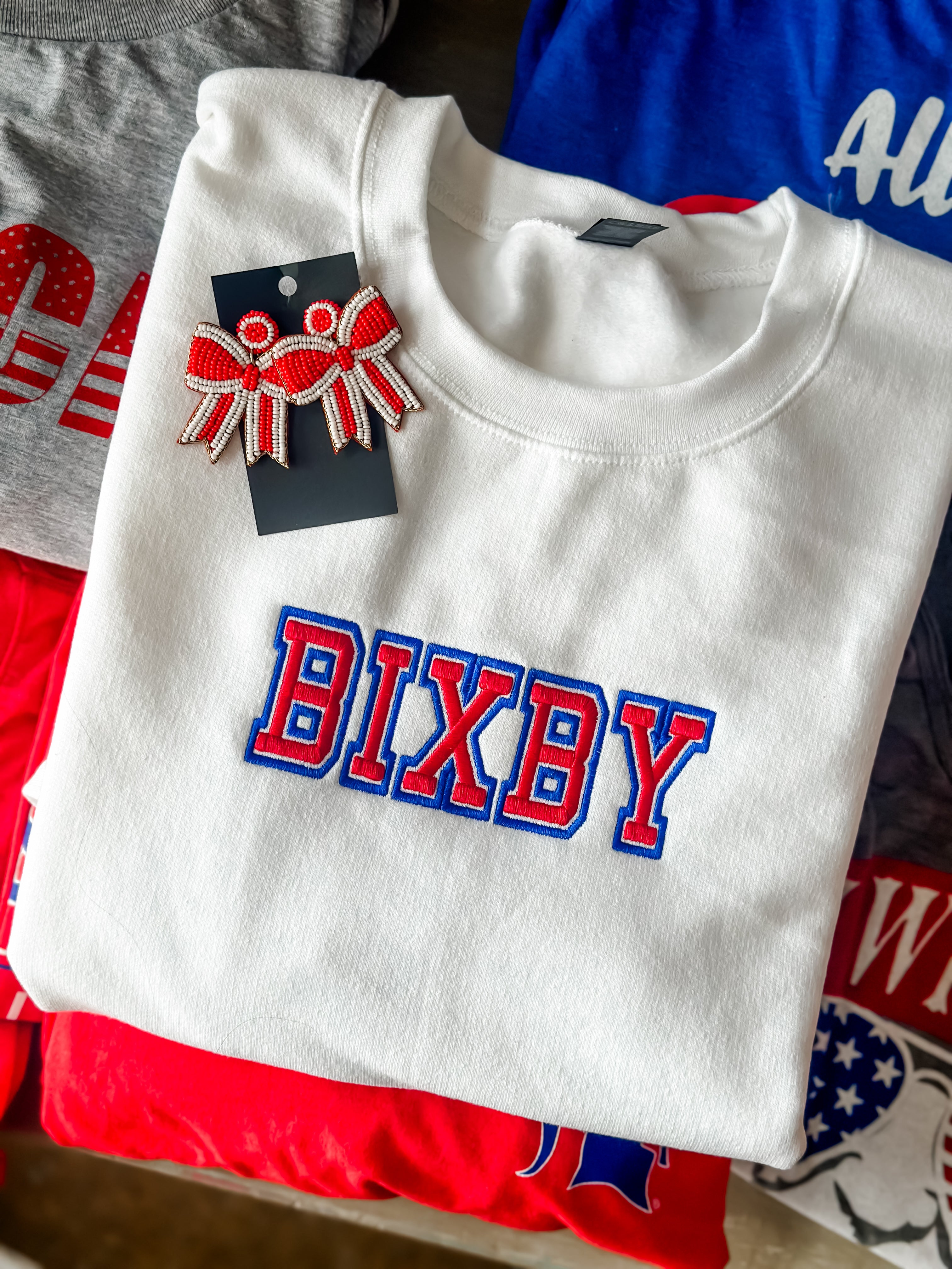 BIXBY Outline Embroidered Crew- WHITE