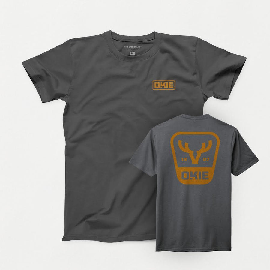 Okie Antlers Tee Grey