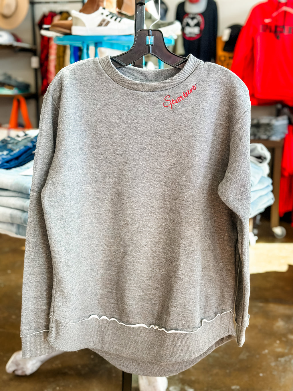 Spartans Oversized Hi-Low Crewneck- Grey