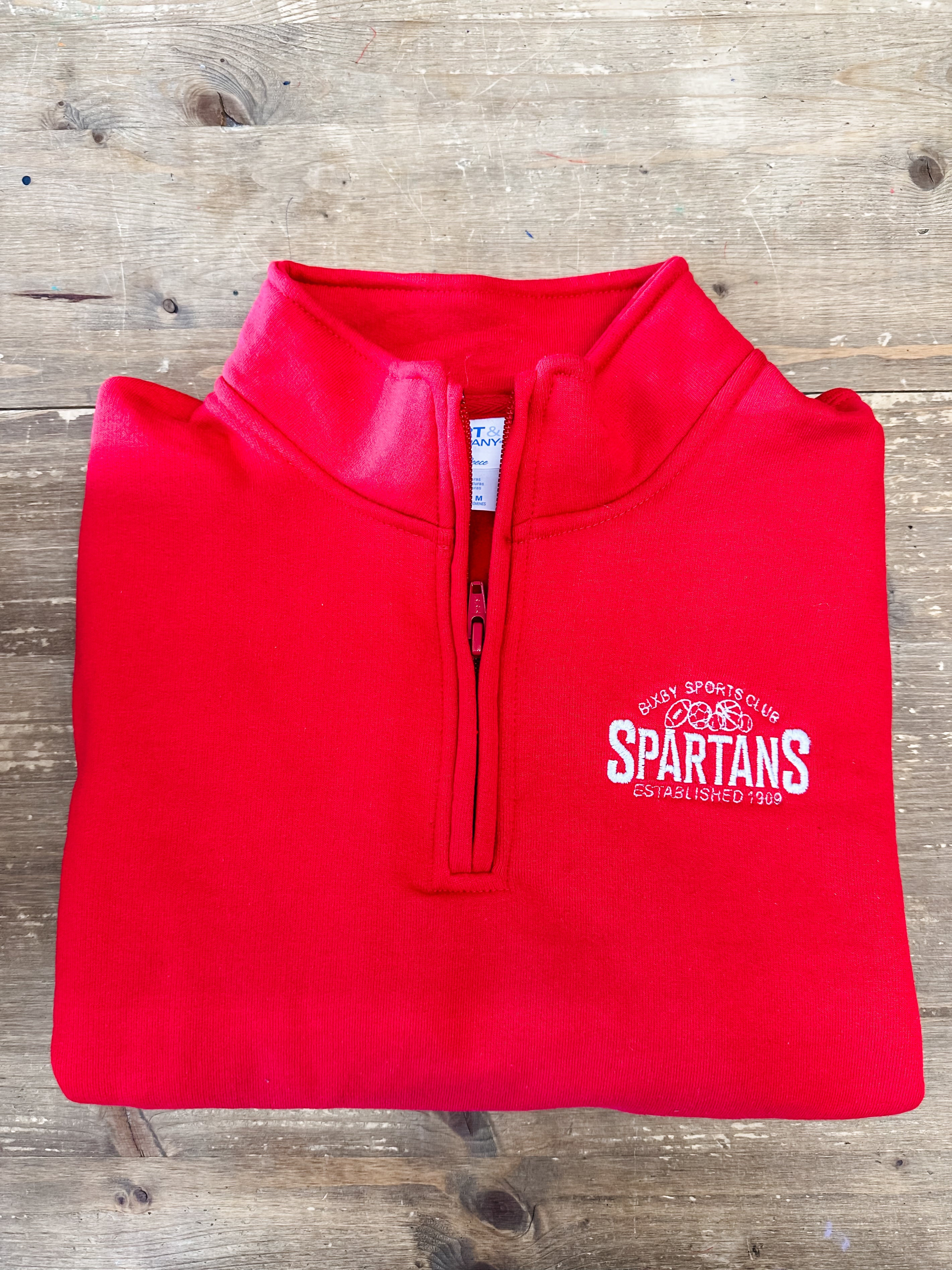 Bixby Sports Club 1/4 Zip Sweatshirt RED