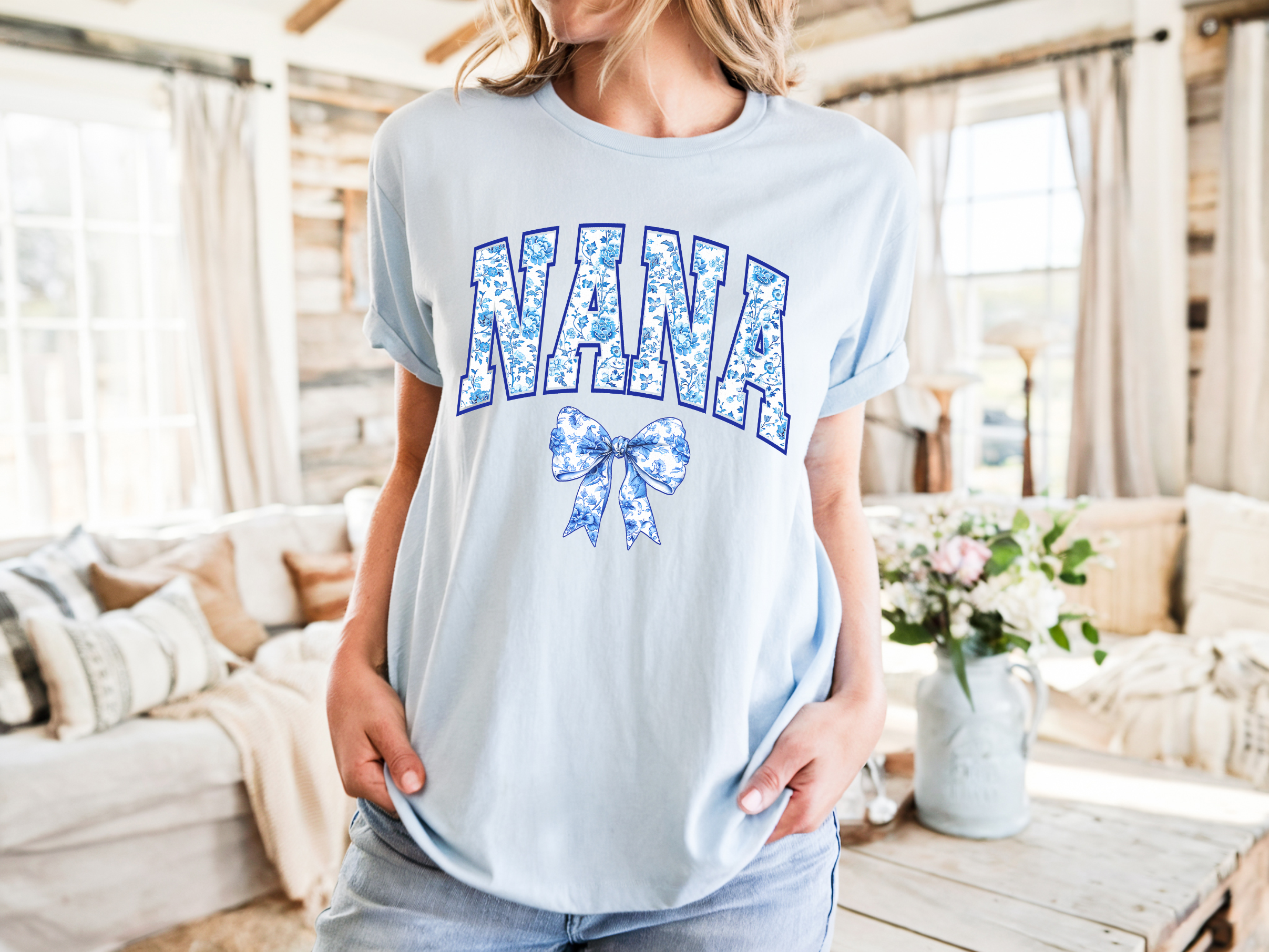 Nana Bow T-Shirts BLUE