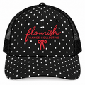 Flourish Embroidered Polka Dot Trucker RED