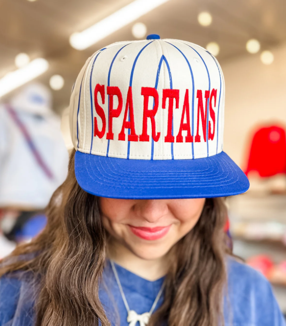 Bixby Red Pinstripe Spartans Cap