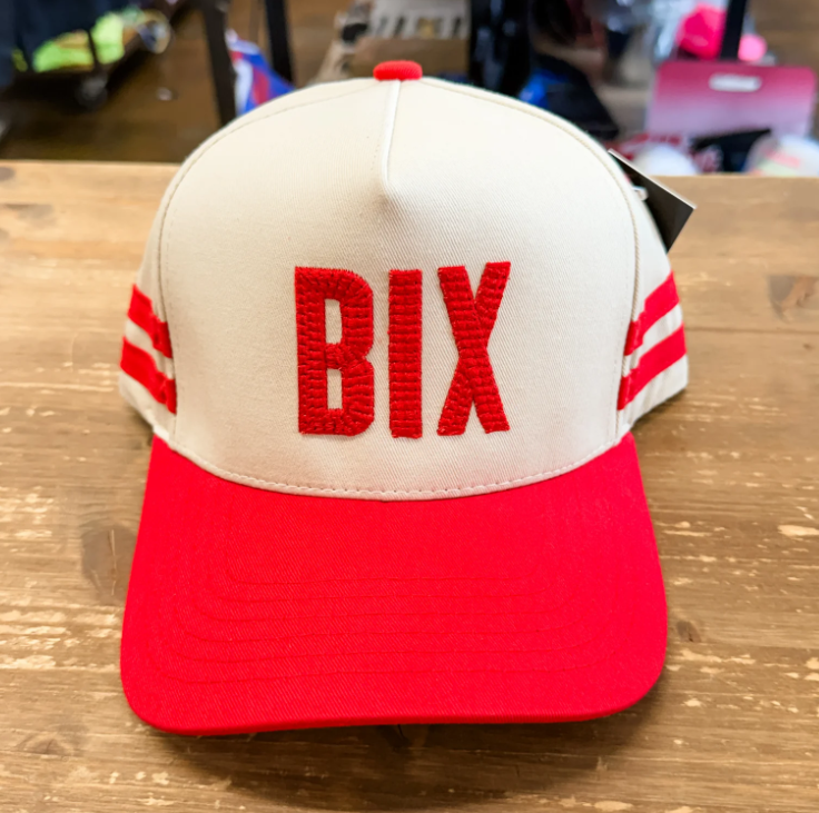 Bixby Red BIX Woven Puff Retro Stripes Cap