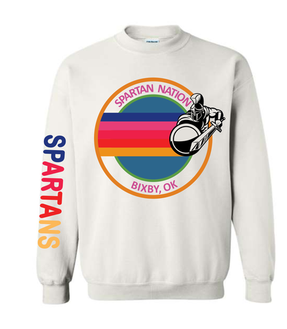 Spartan Nation Colorful Basic Crew WHITE