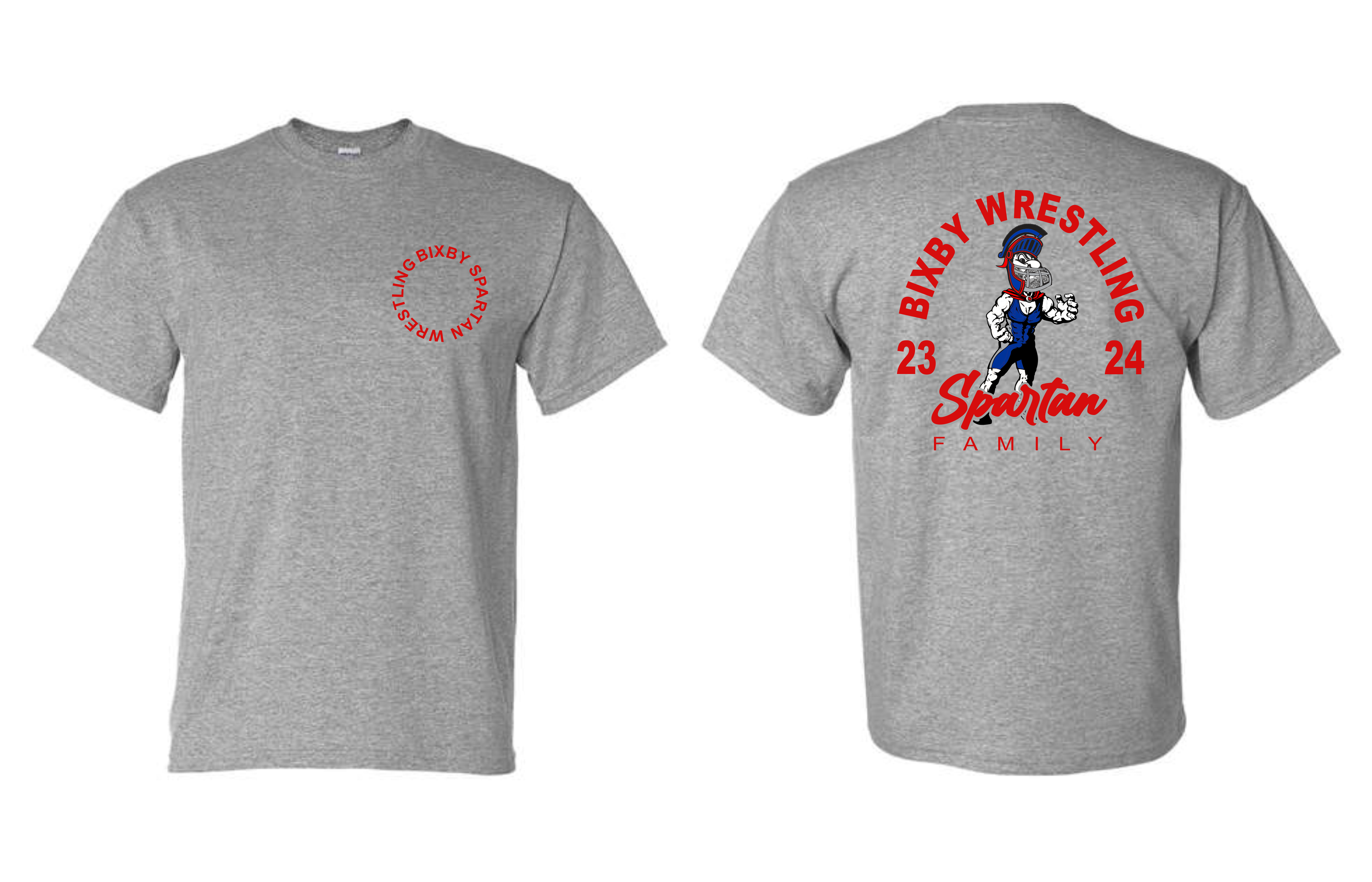Sparky Spartan Wrestling T-Shirt GREY