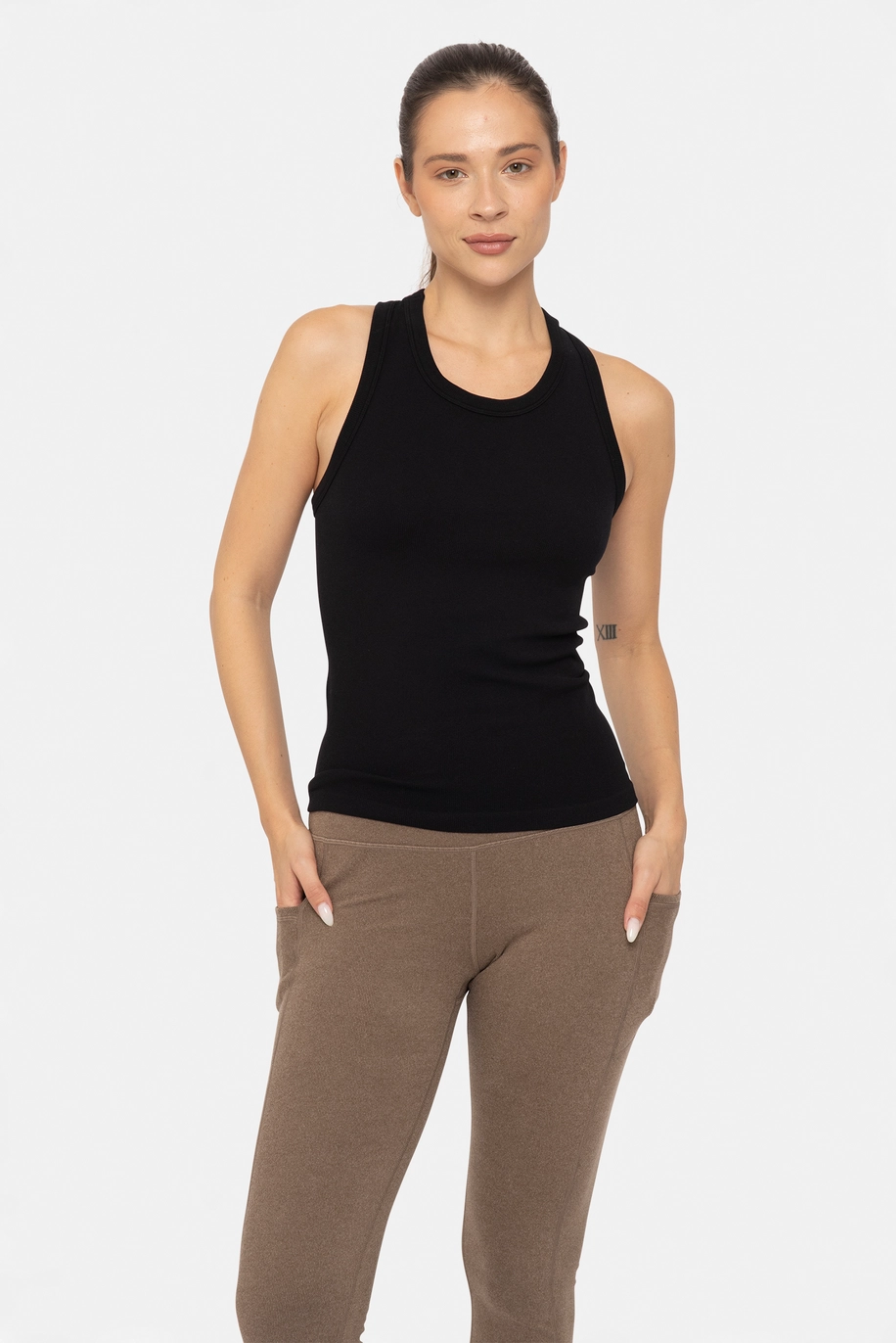 Phoebe Ribbed Tank BLACK