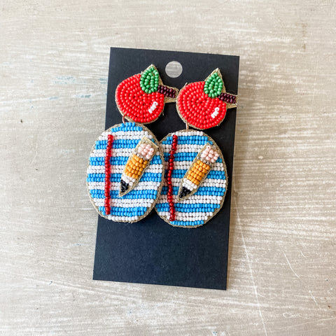 Apple and Paper Beaded Earrings