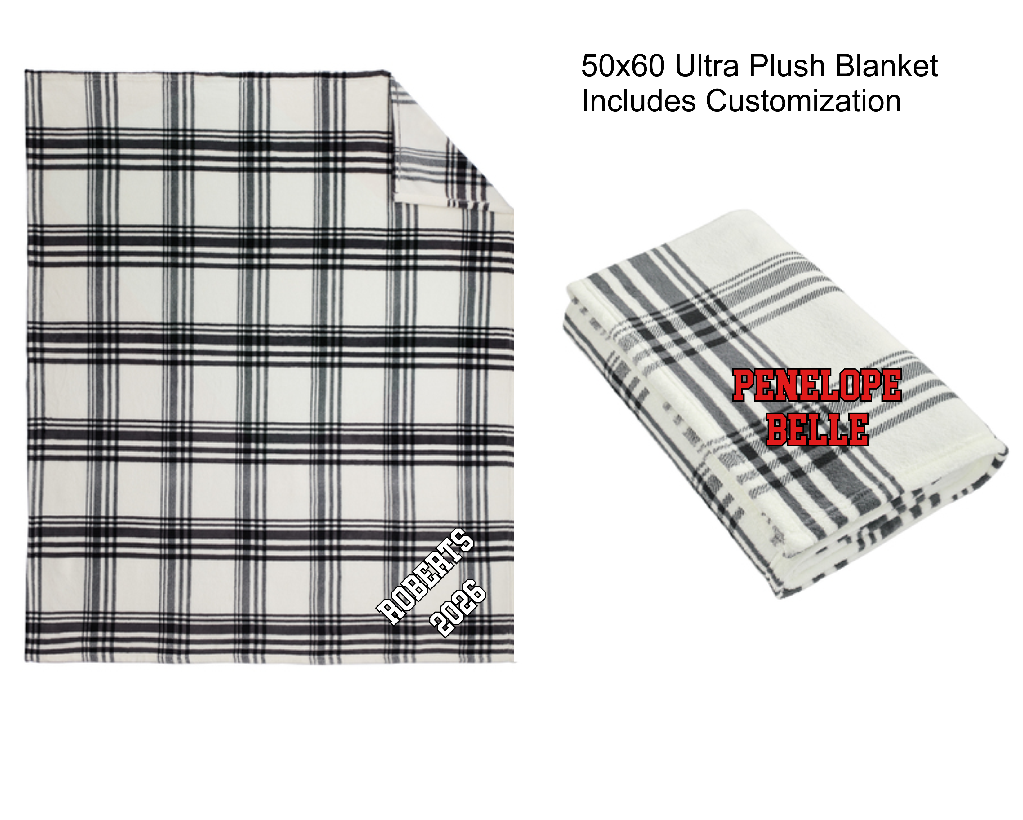 Aspire Customized Plush Plaid Blanket