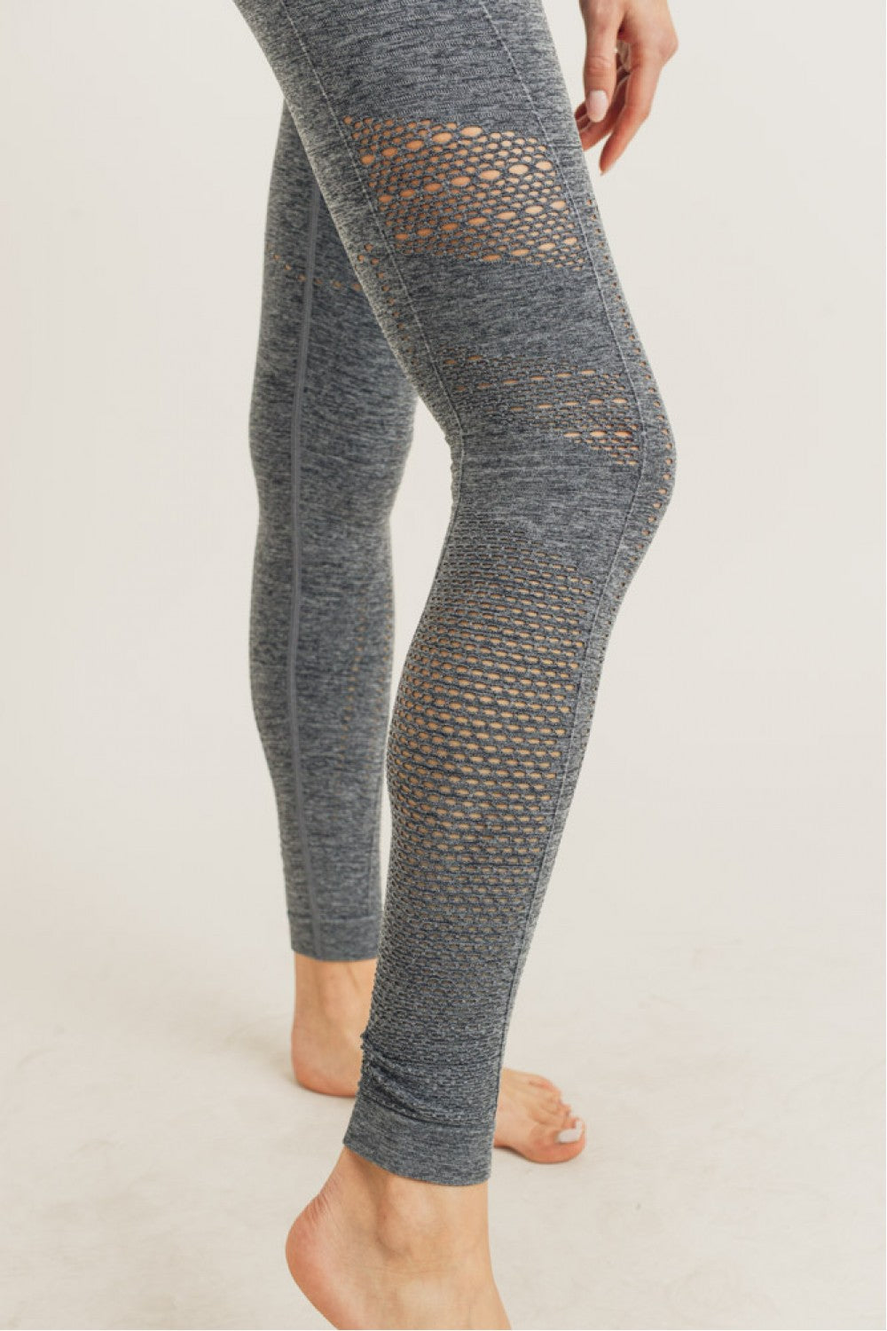 Striped and Perforated Seamless Highwaist Leggings