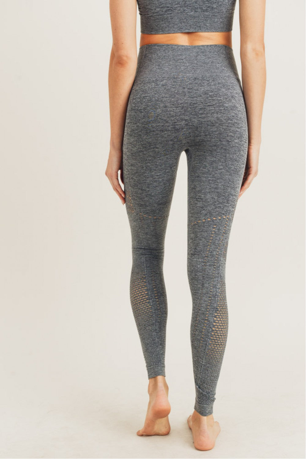 Striped and Perforated Seamless Highwaist Leggings