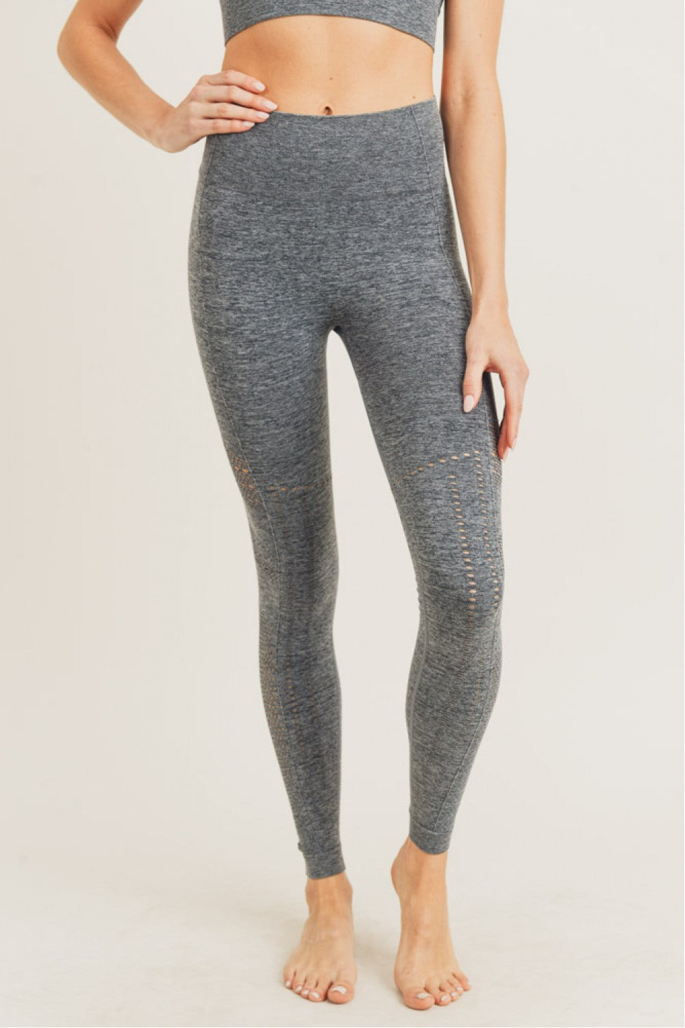 Striped and Perforated Seamless Highwaist Leggings
