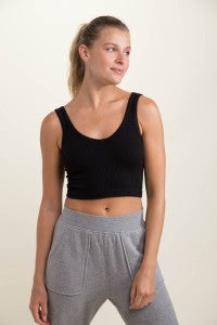 Faith Ribbed Crop Top Black