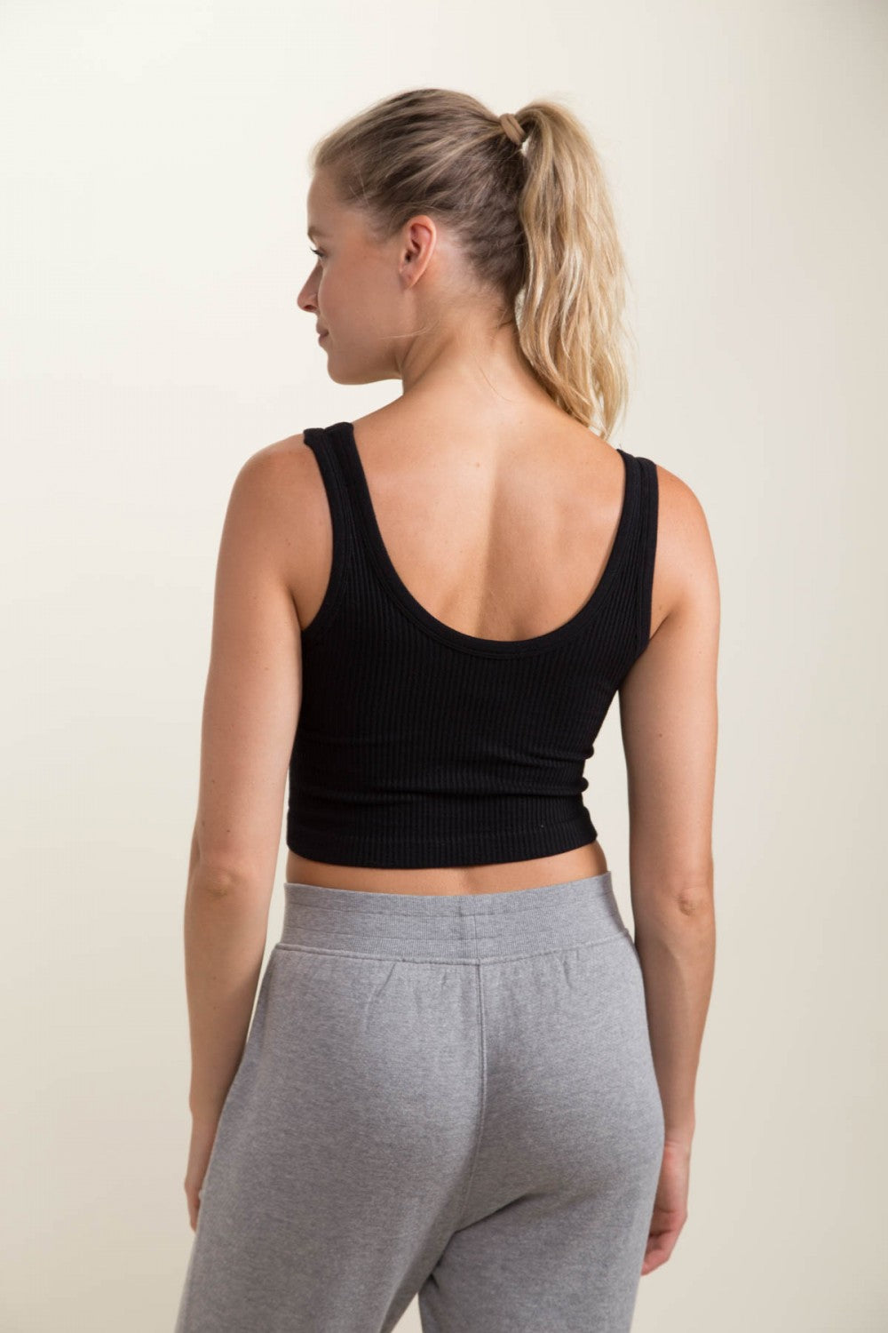 Faith Ribbed Crop Top Black