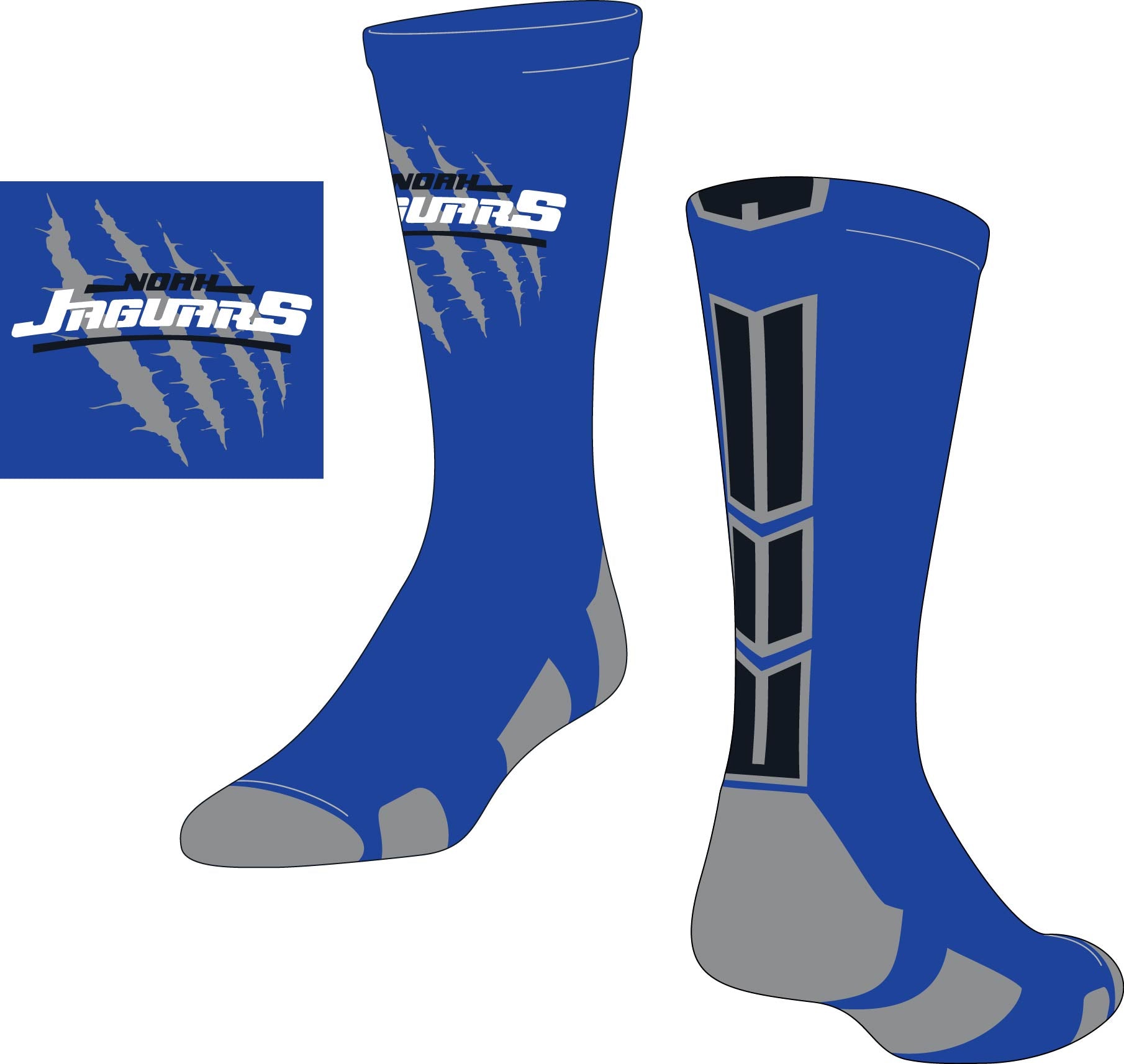 Noah Football Socks Grey & Blue